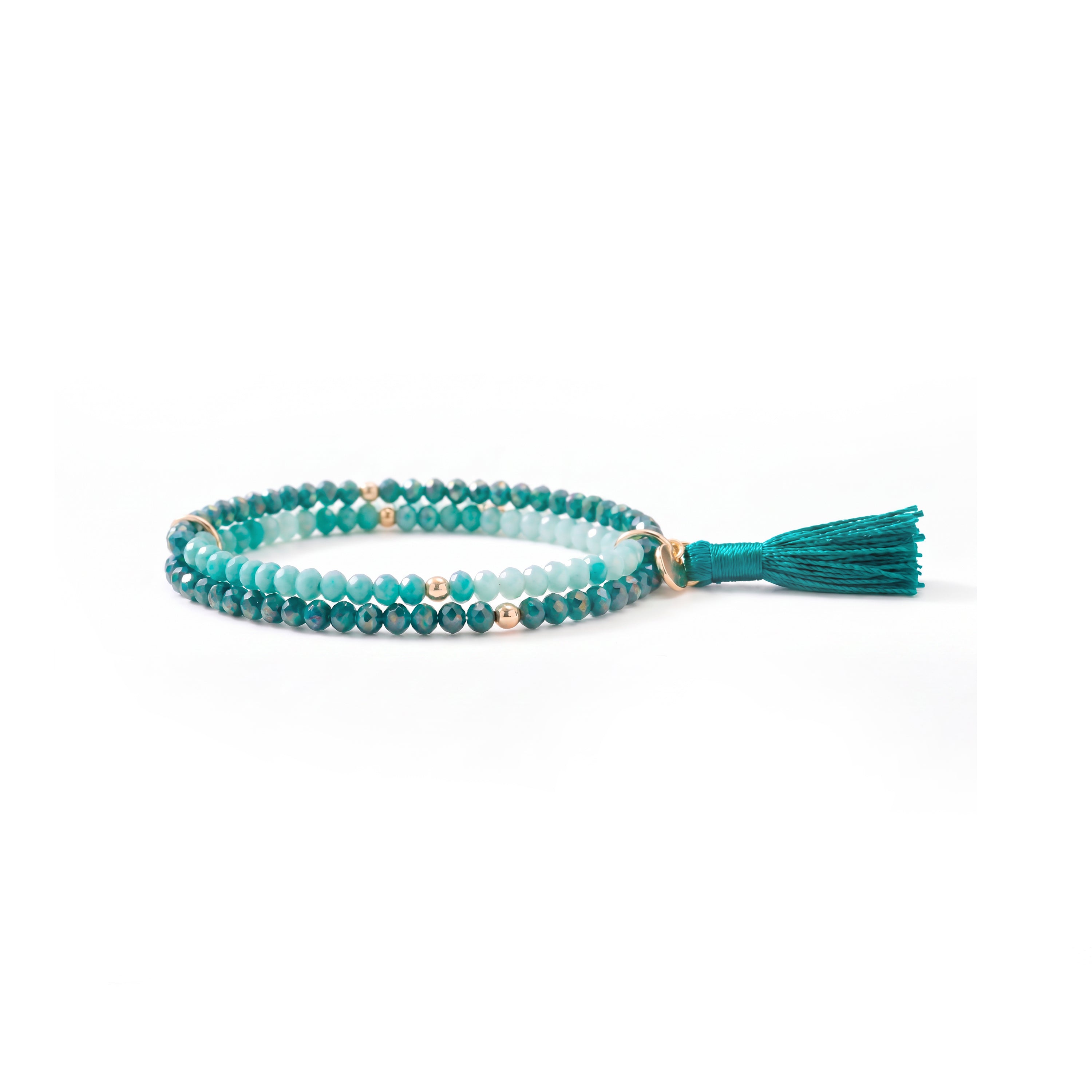 Pulsera de Aleación de Metal y Cristal Verde acabado en oro amarillo de 18k - Hamdora
