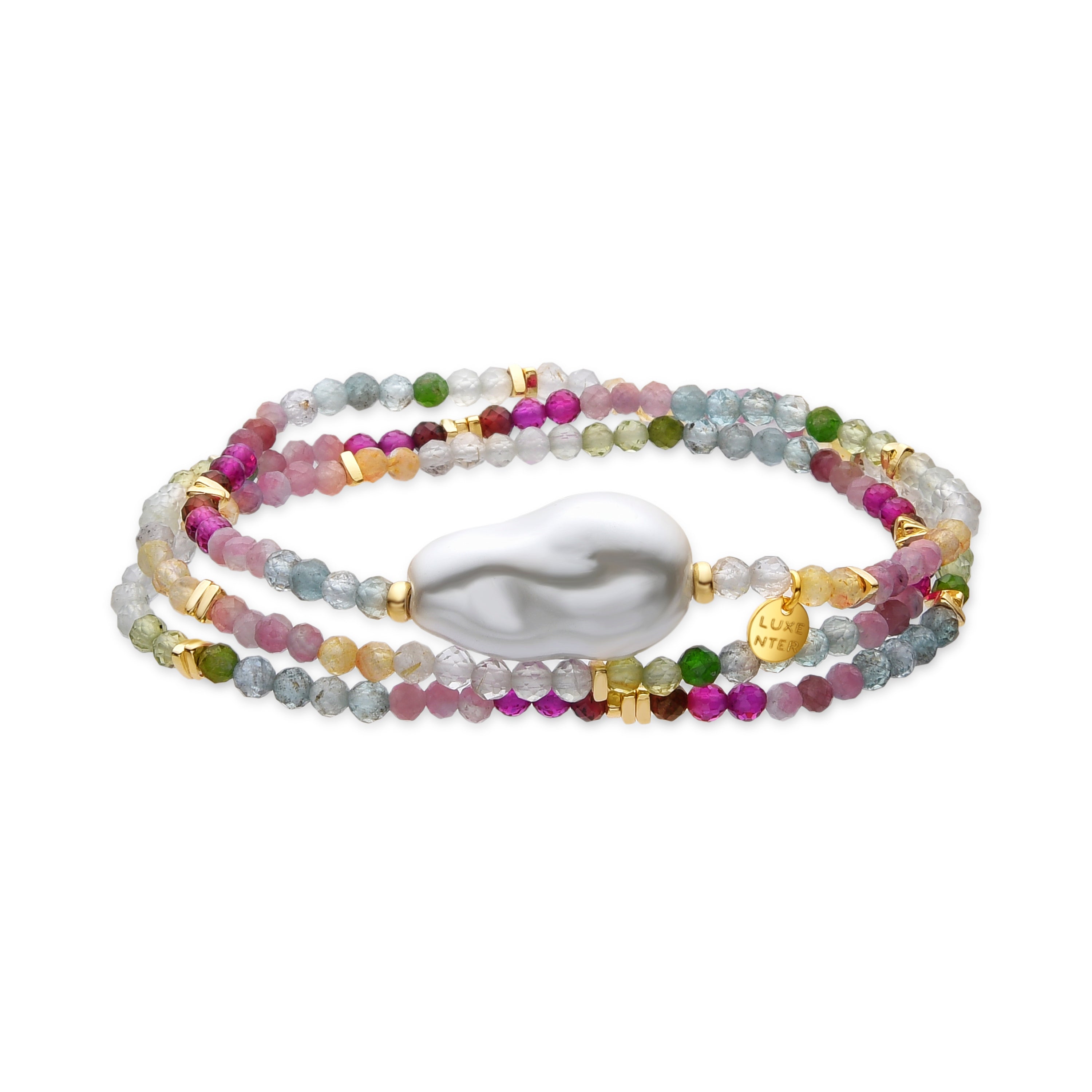 Pulsera de Aleación de Metal y Cristal Multicolor acabado en rodio - Lorex