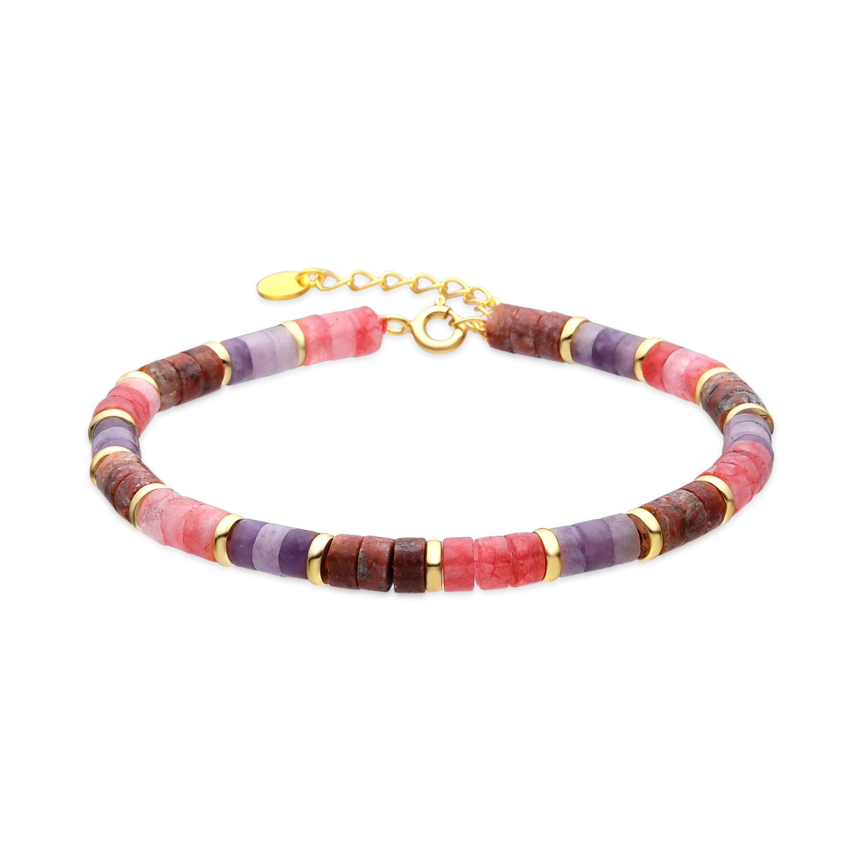 Pulsera de Aleación de Metal y Amatista Natural acabado en rodio - Abolg