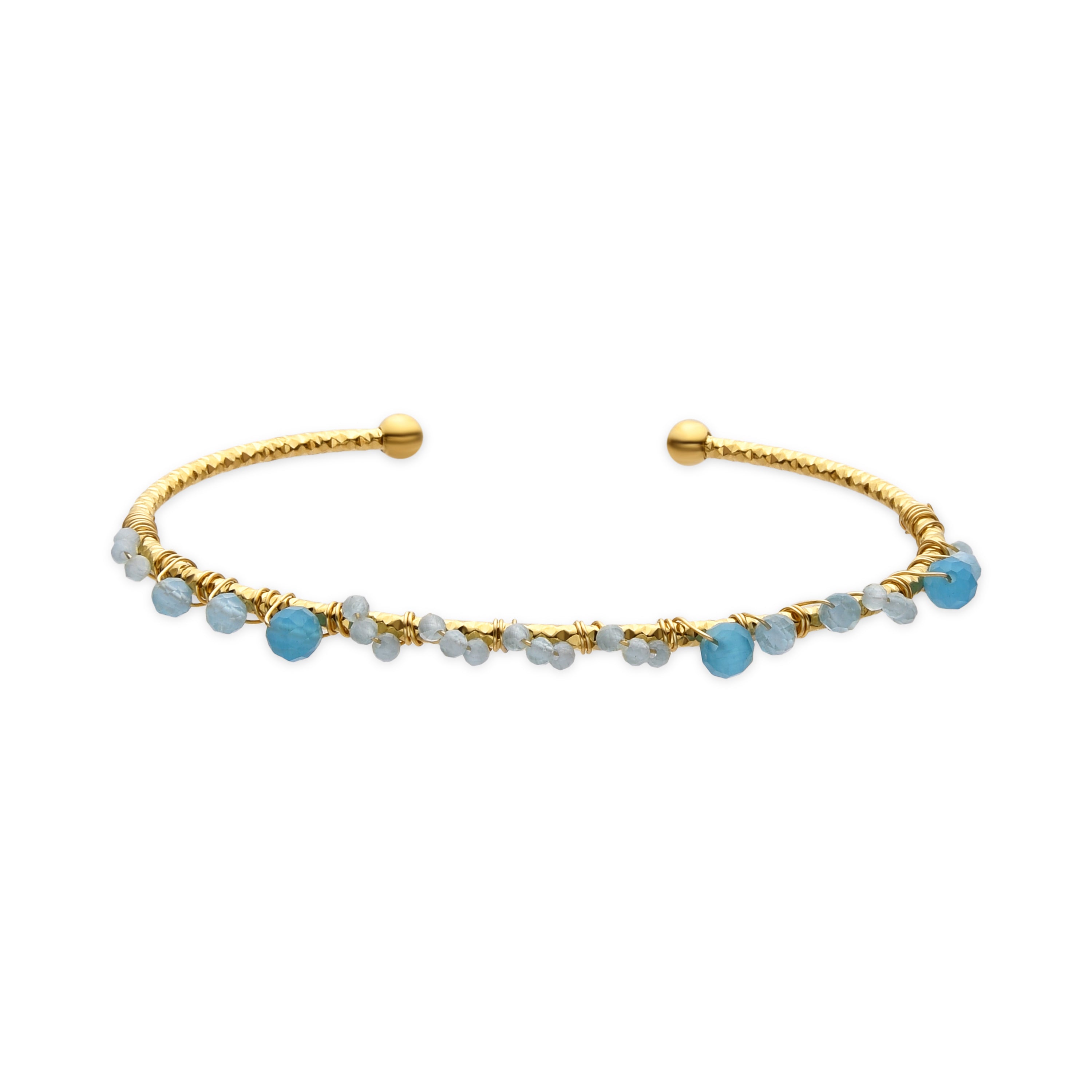 Brazalete con Cristal Azul acabado oro 18k - Yakde
