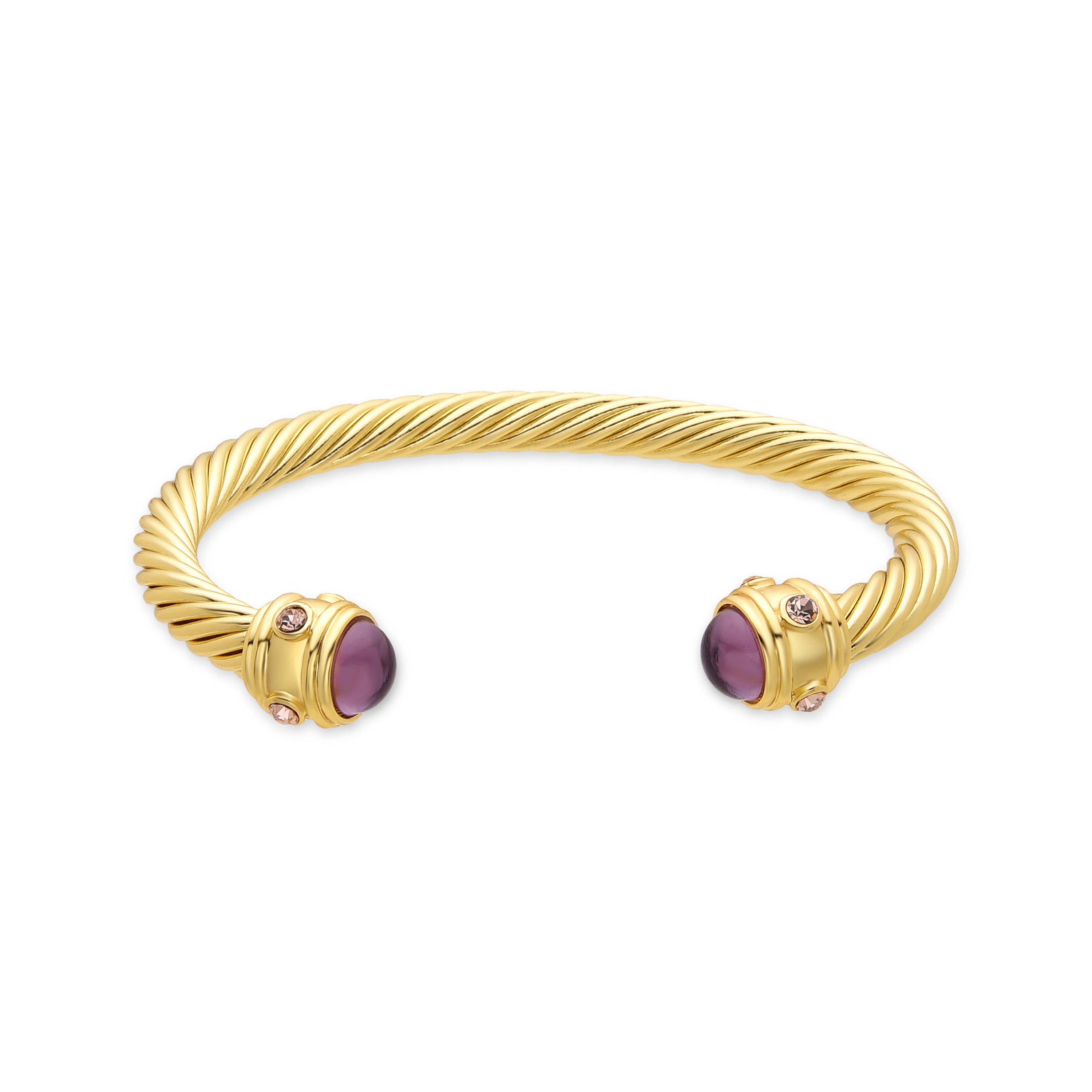 Brazalete de Cristal Morado acabado en oro amarillo de 18k - Danio