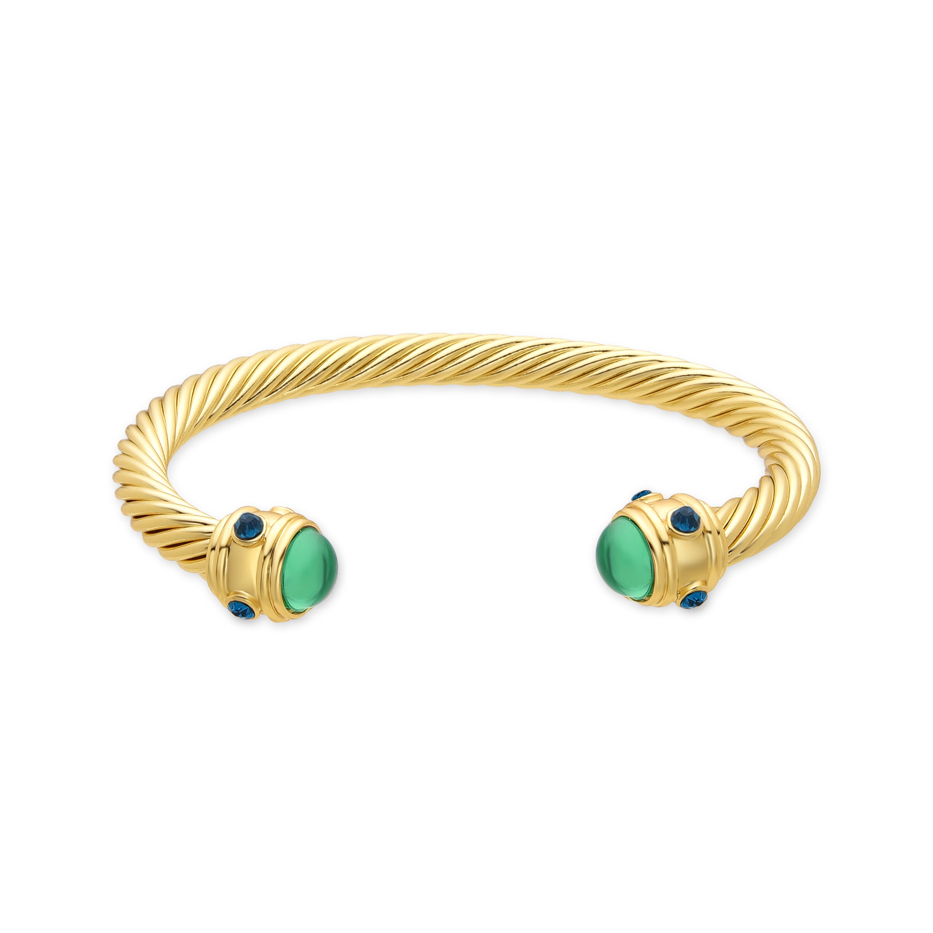 Brazalete de Cristal Verde acabado en oro amarillo de 18k - Sirose