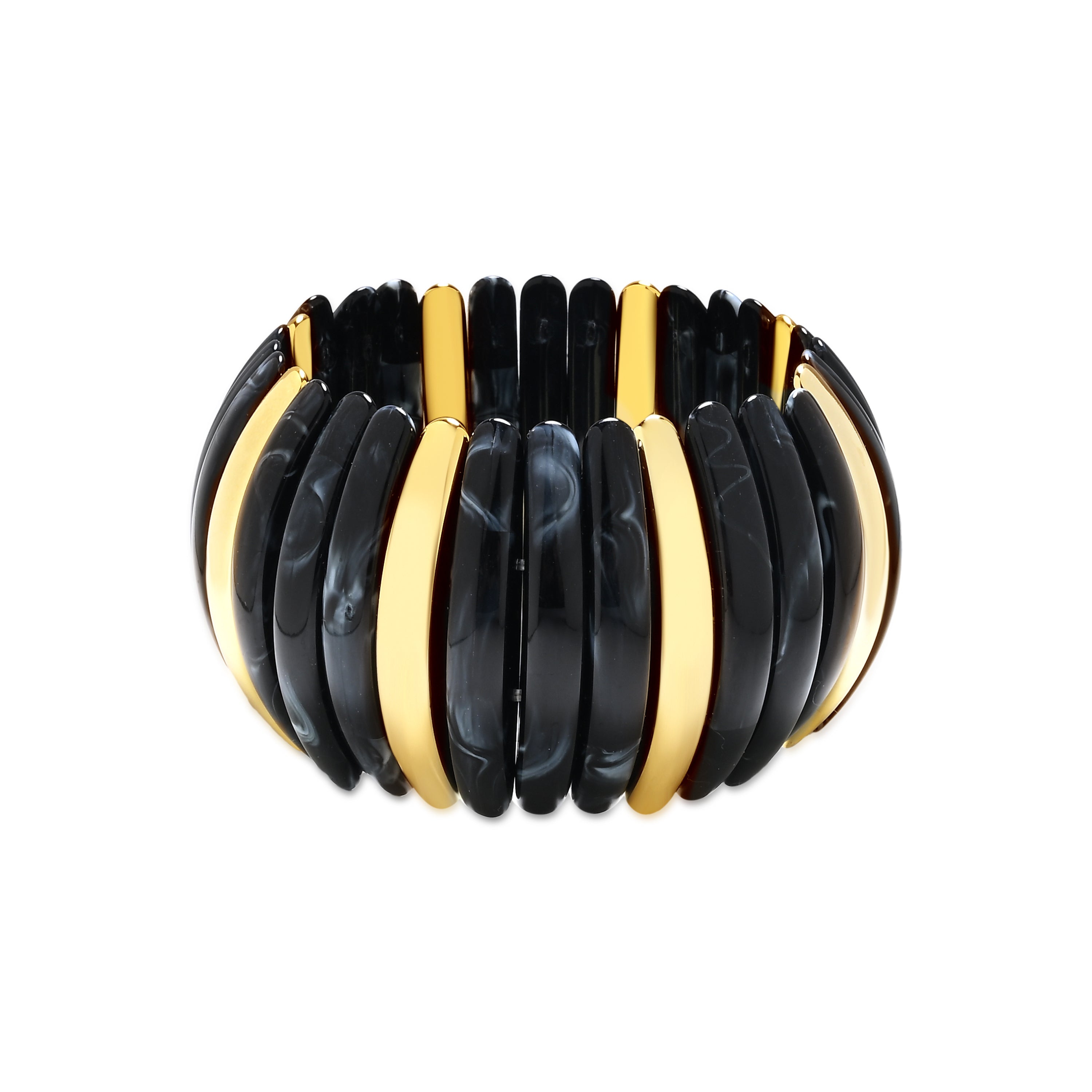 Pulsera de Aleación de Metal y Resina Negra acabado en oro amarillo de 18k - Nease