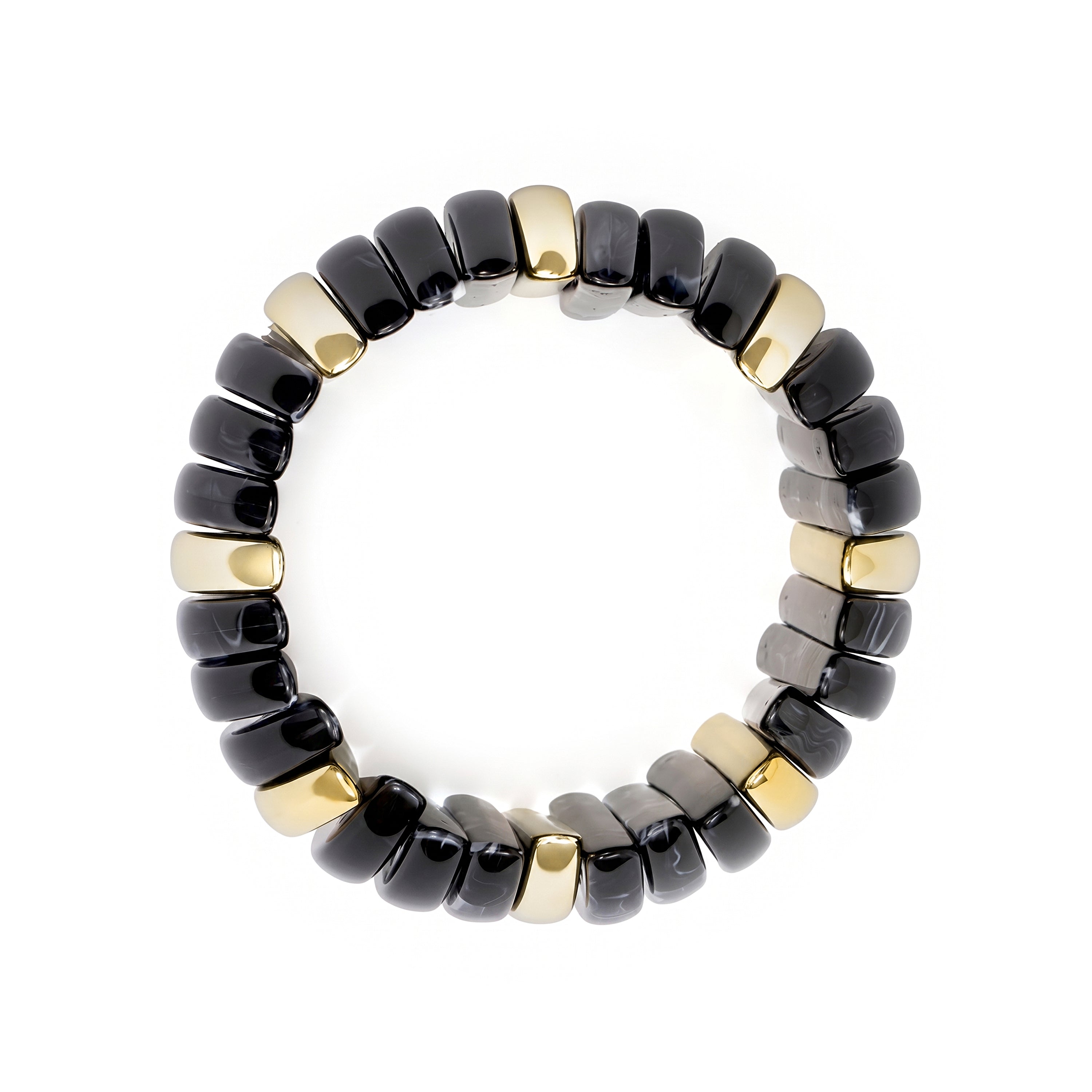 Pulsera de Aleación de Metal y Resina Negra acabado en oro amarillo de 18k - Nease