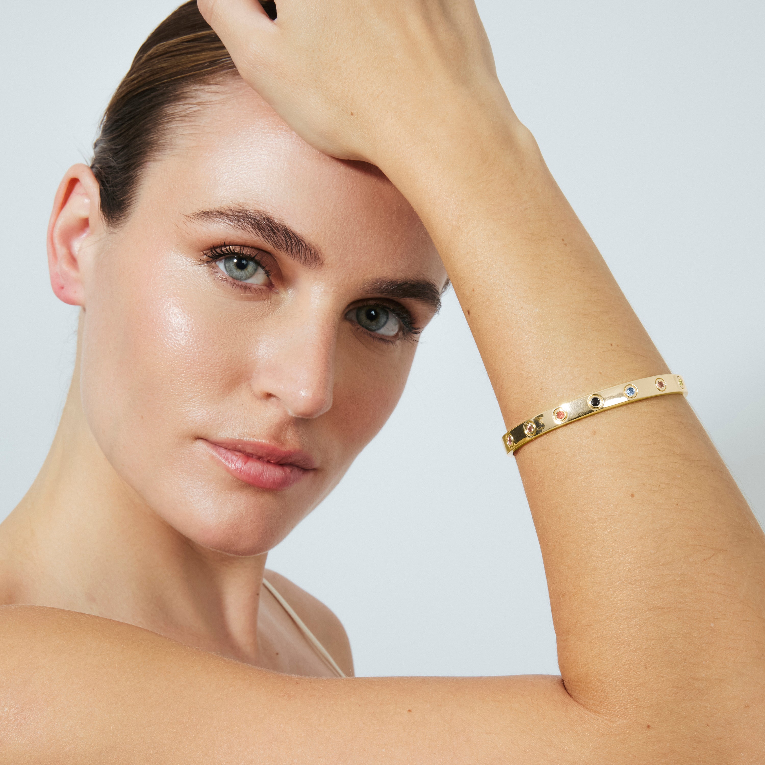 Pulsera de Circonita Multicolor acabado en oro amarillo de 18k - Beru