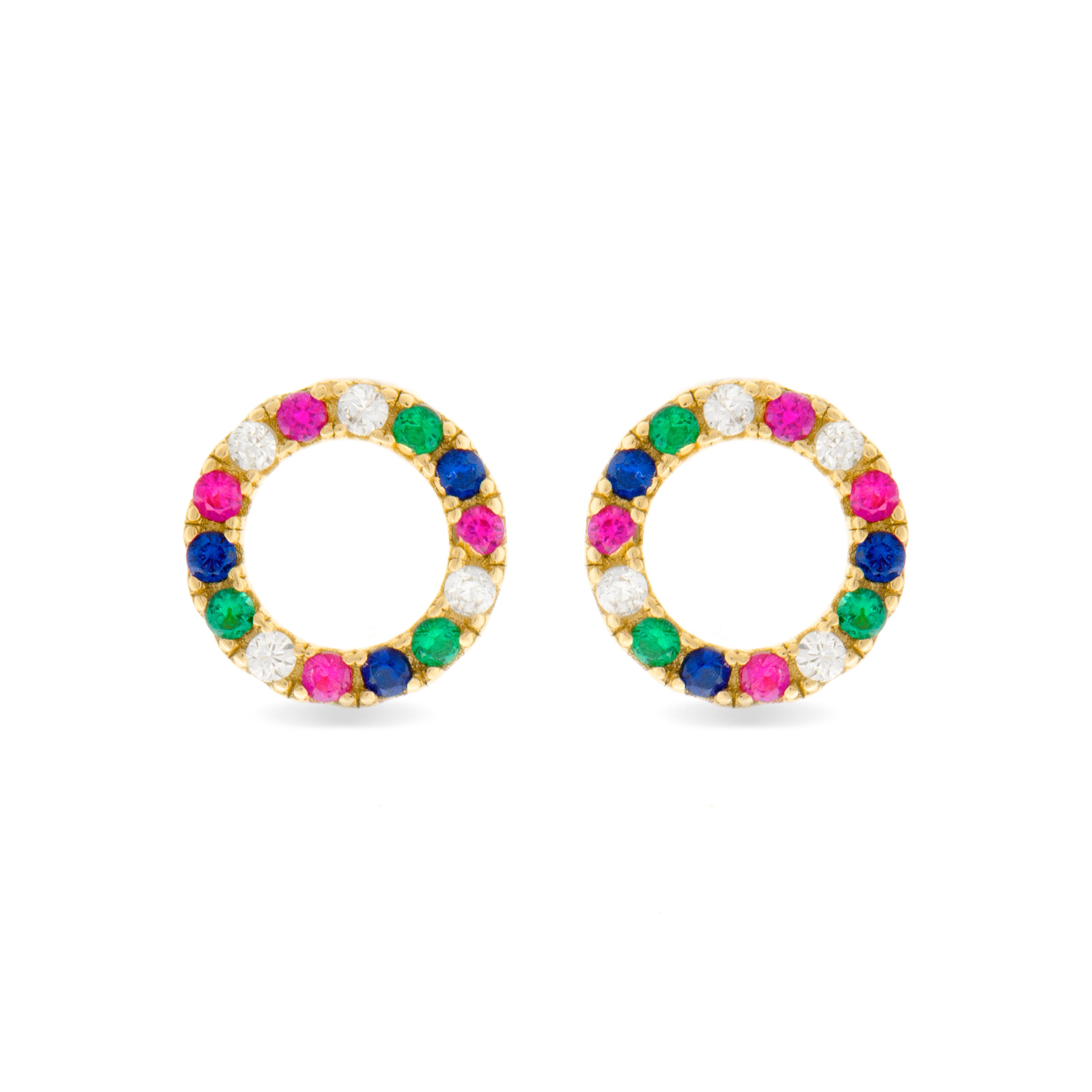 Pendientes de Aleación de Metal y Circonita Multicolor acabado en rodio - Machi