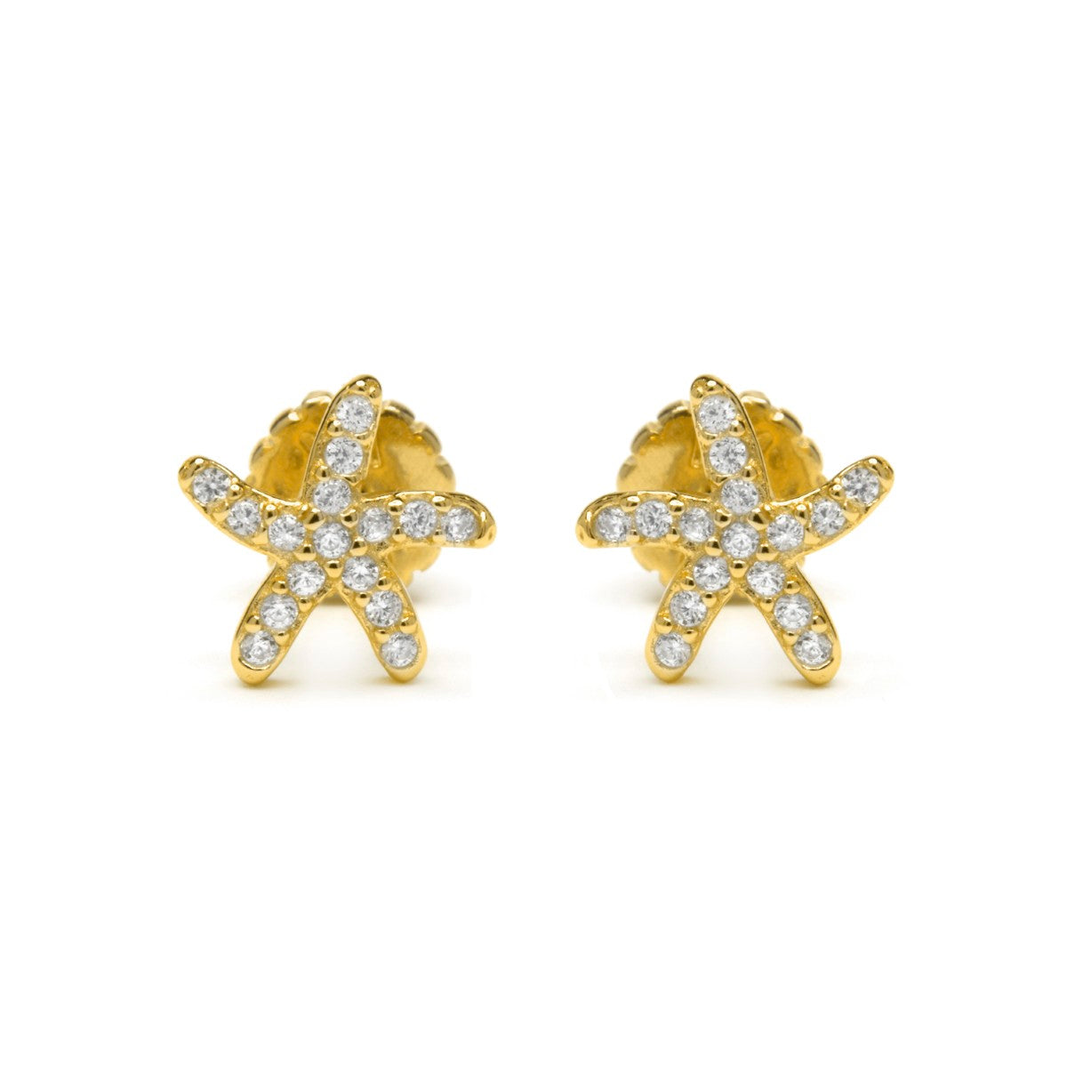 Pendientes de Plata de ley  con Circonita Brillante acabado oro amarillo 18k - Lamya