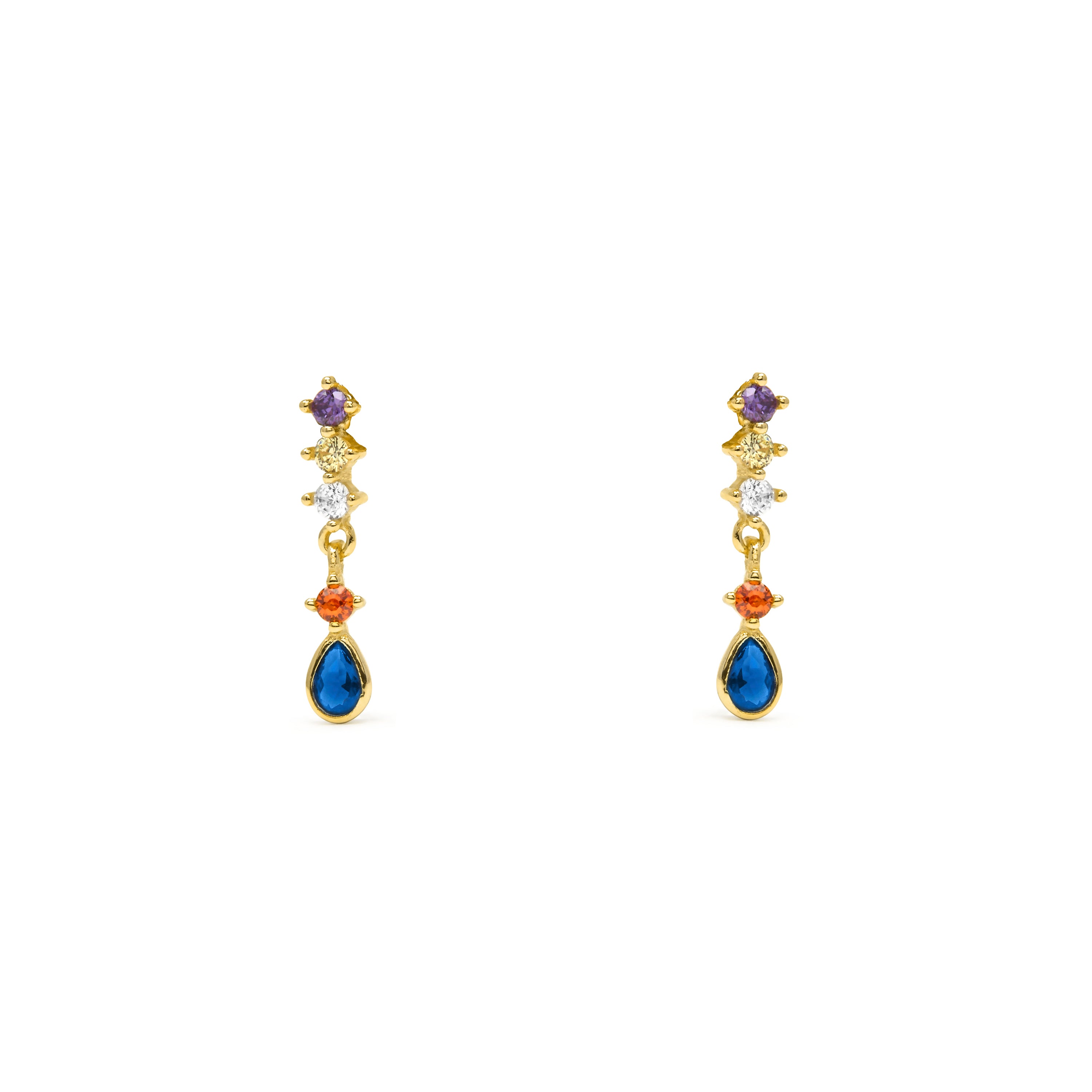 Pendientes de Aleación de Metal y Circonita Multicolor acabado en rodio - Rakra