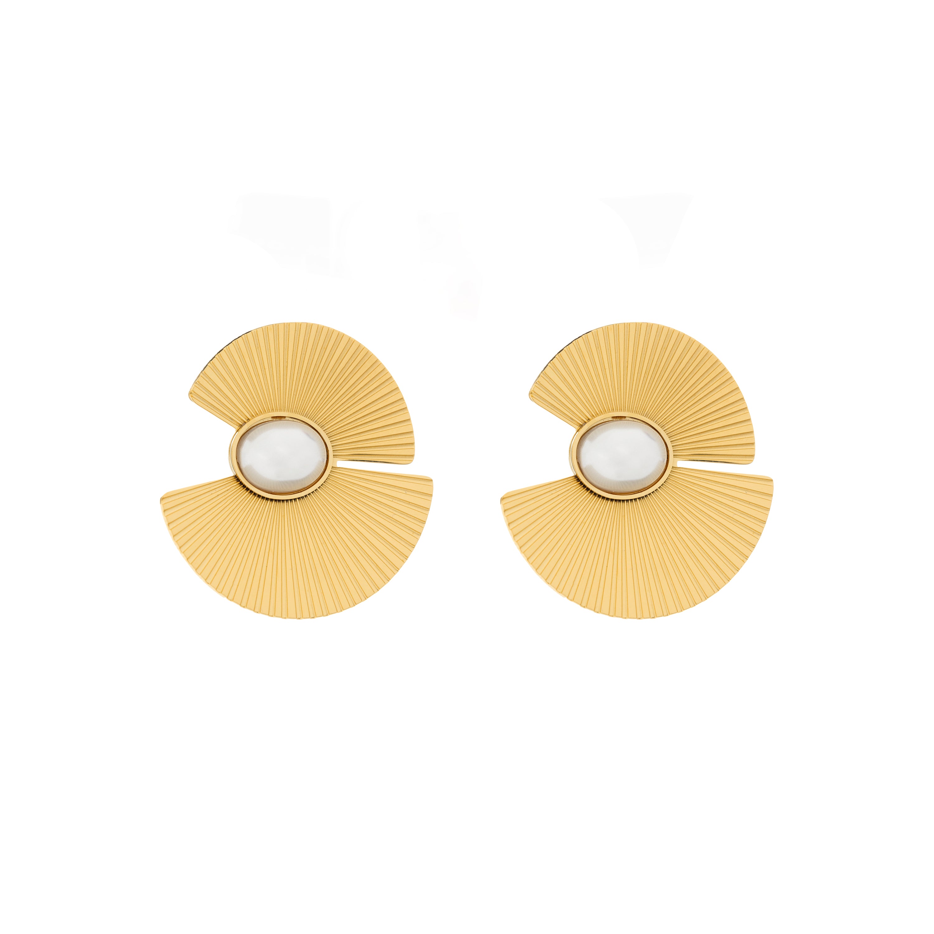 Pendientes de Perla Blanca acabados en oro amarillo de 18K- Lessa