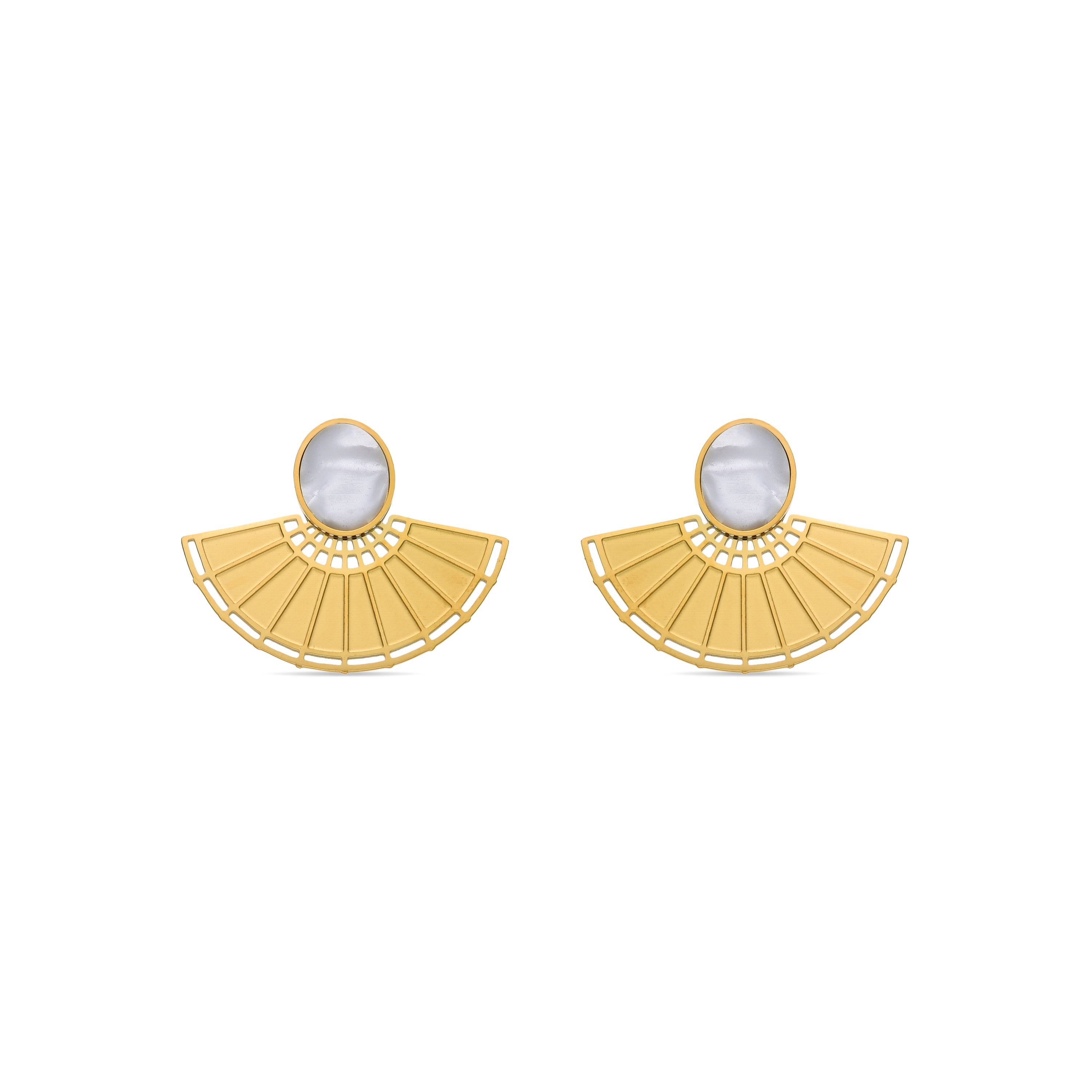 Pendientes de Madreperla Blanca acabados en oro amarillo de 18K- Phieo