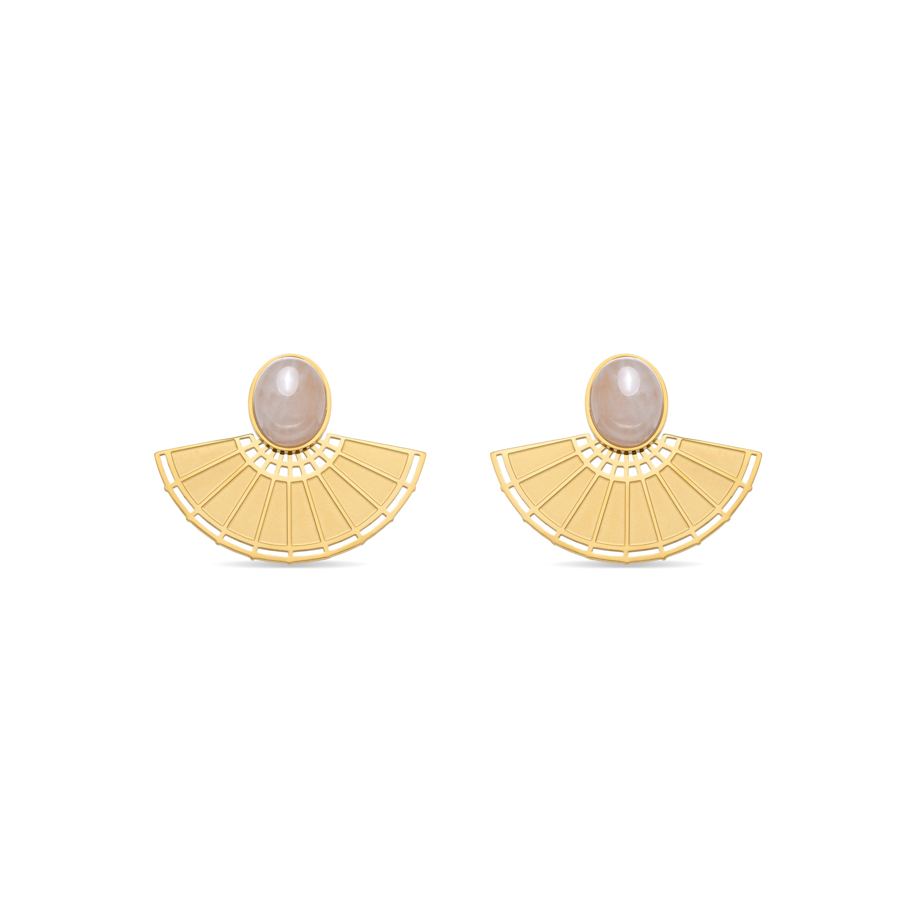 Pendientes de Cuarzo Rosa acabado en oro amarillo 18k - Phieo