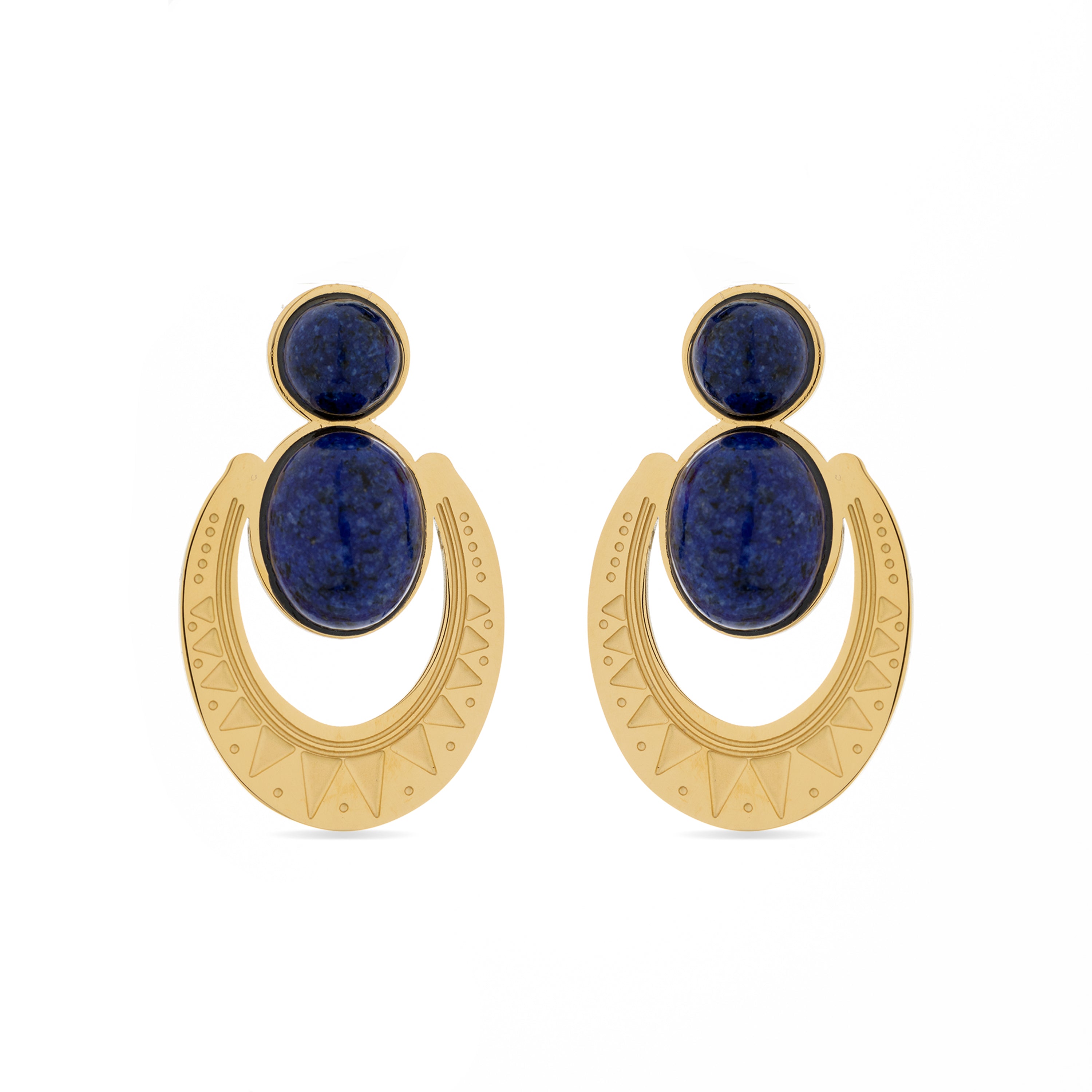 Pendientes de Lapislazuli Natural acabados en oro amarillo de 18K- Euwil