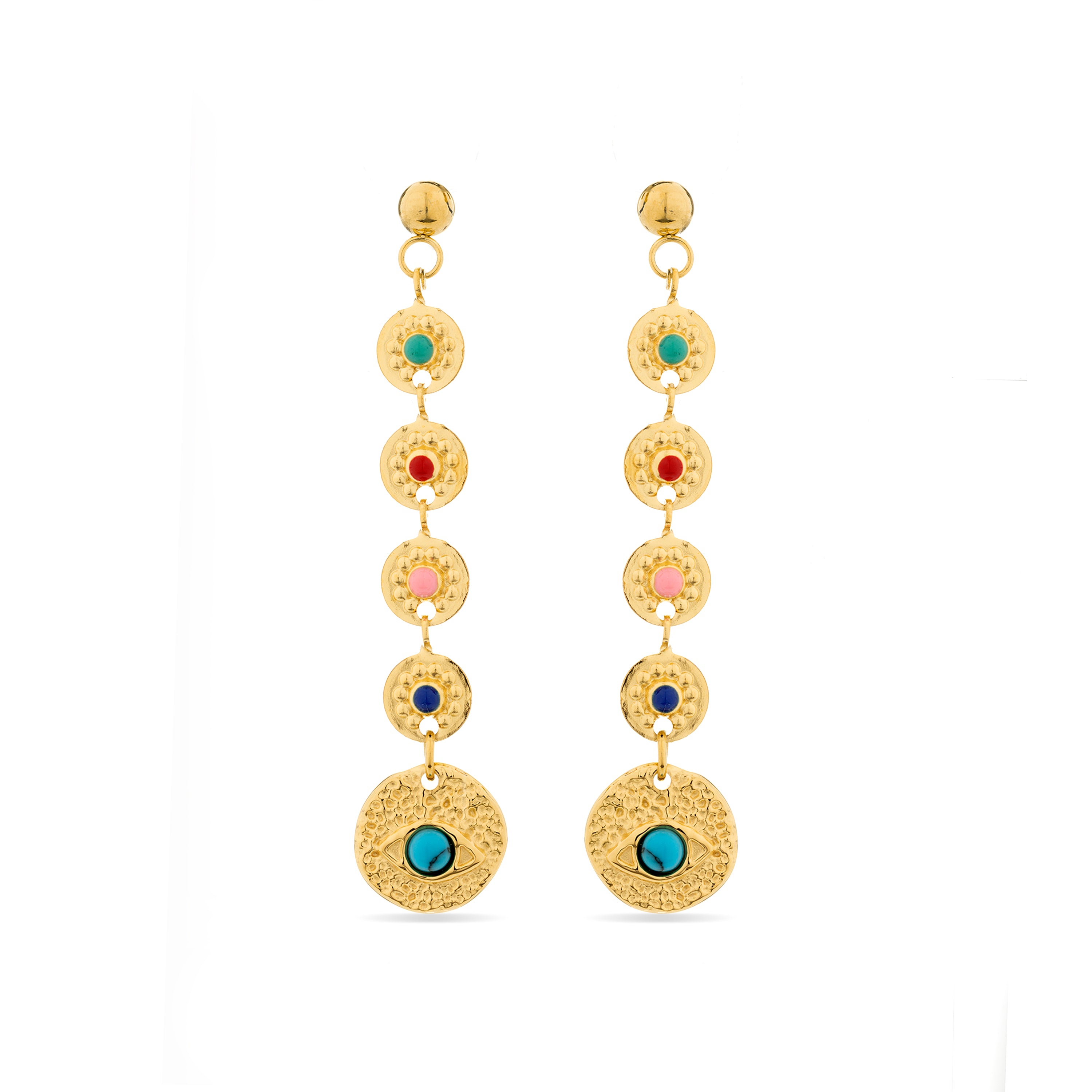 Pendientes de Turquesa acabados en oro amarillo de 18K- Elbi