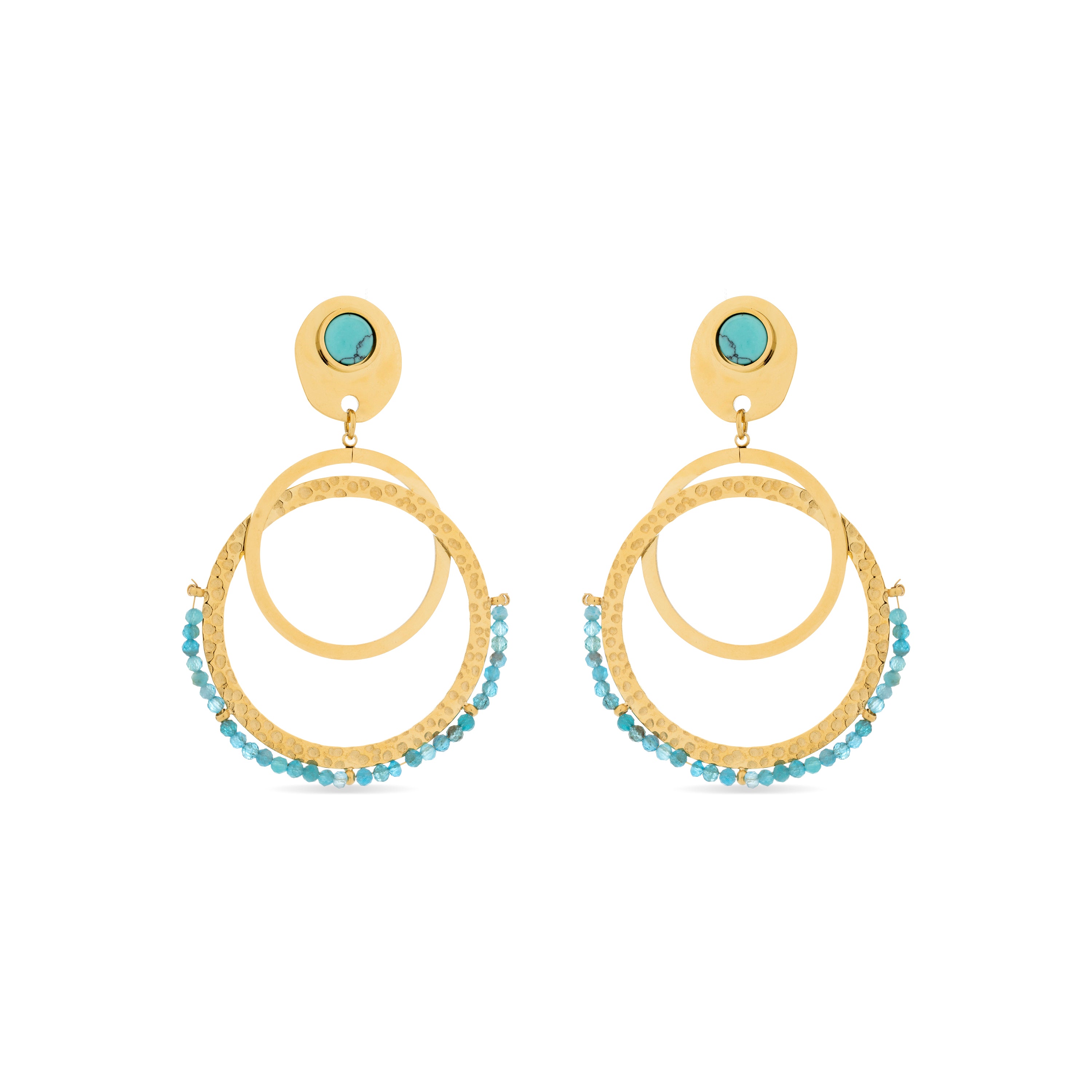 Pendientes de Turquesa acabados en oro amarillo de 18k - Kharaj