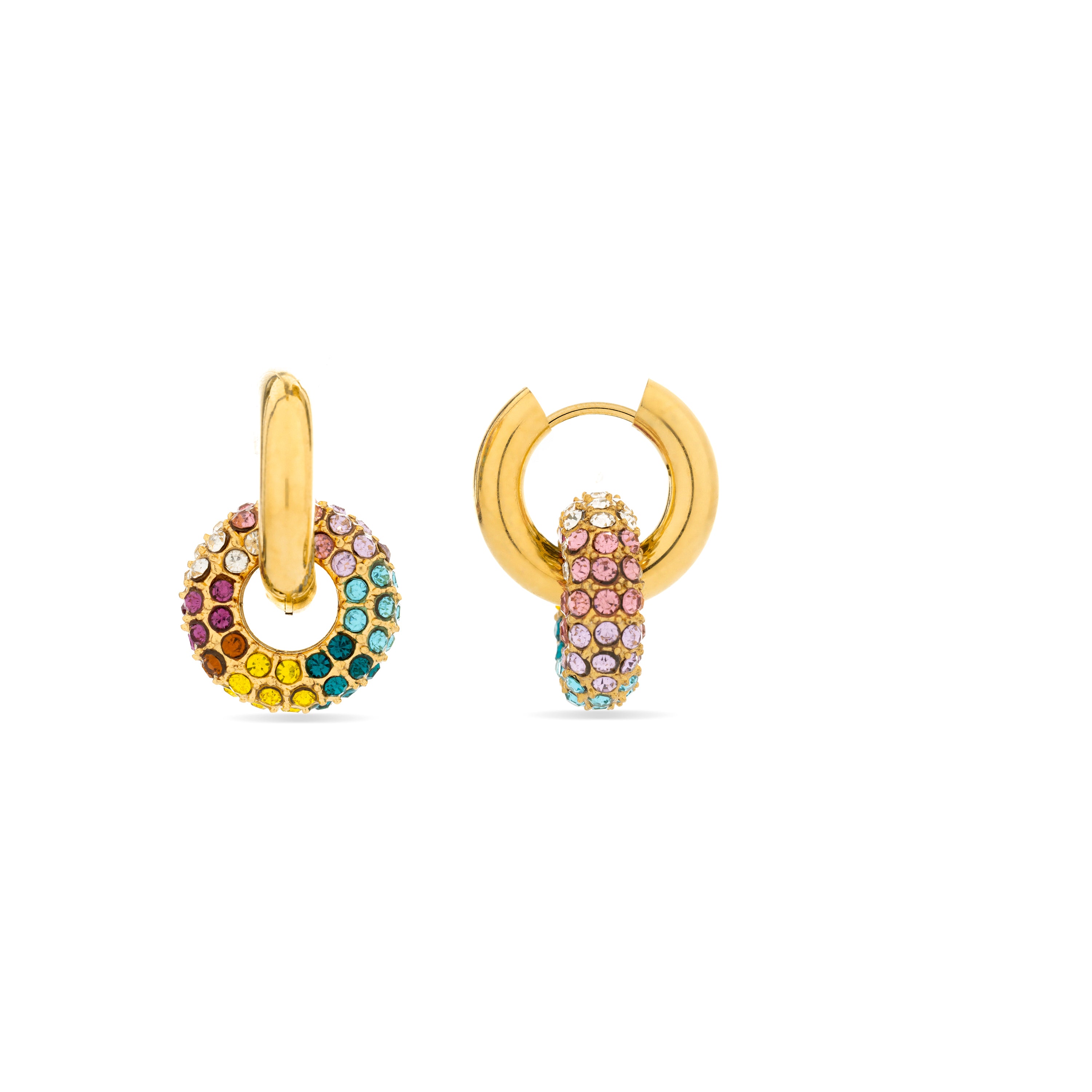Pendientes de Cristal Multicolor acabados en oro amarillo de 18k - Rawe