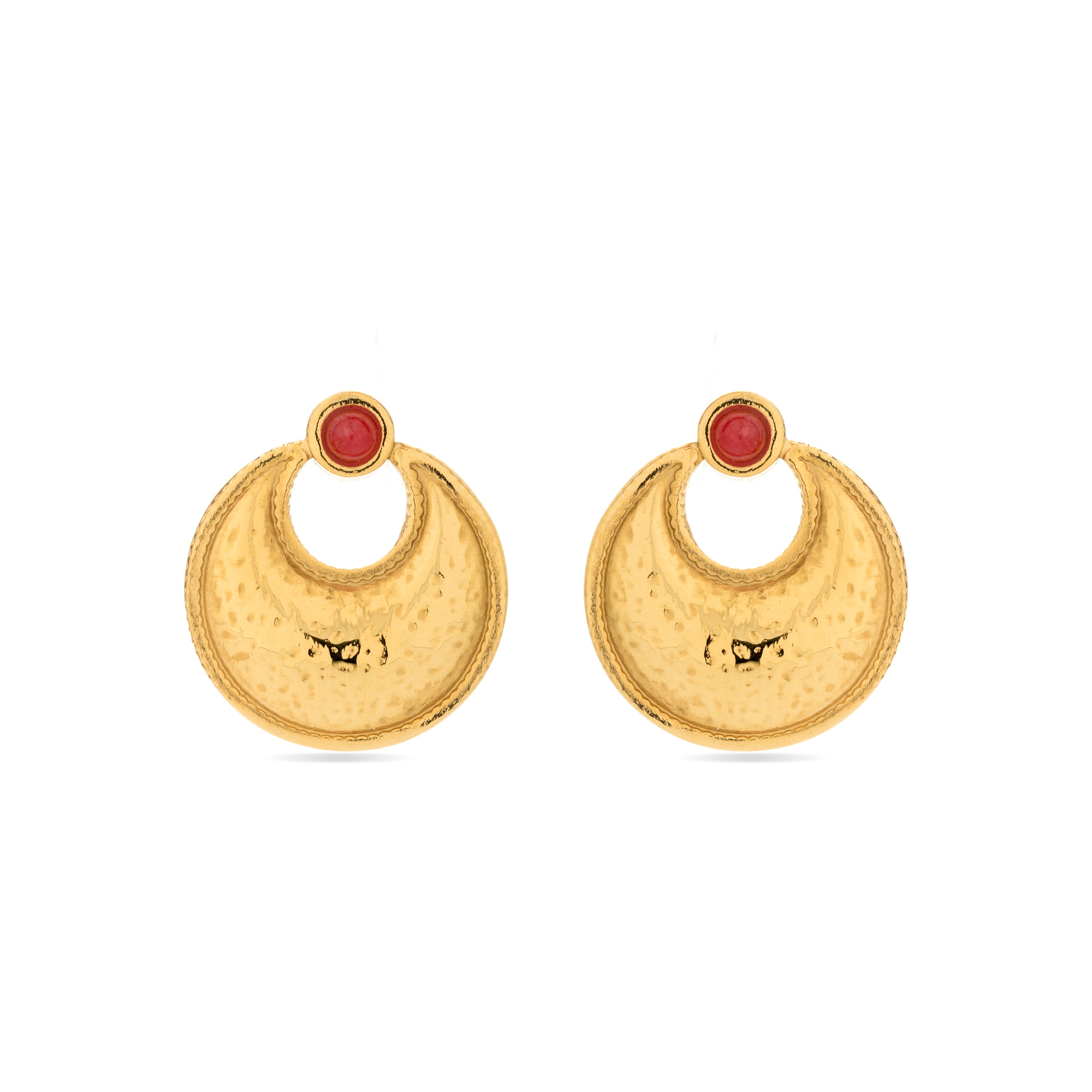 Pendientes de Coral acabados en oro amarillo de 18k - Euvia