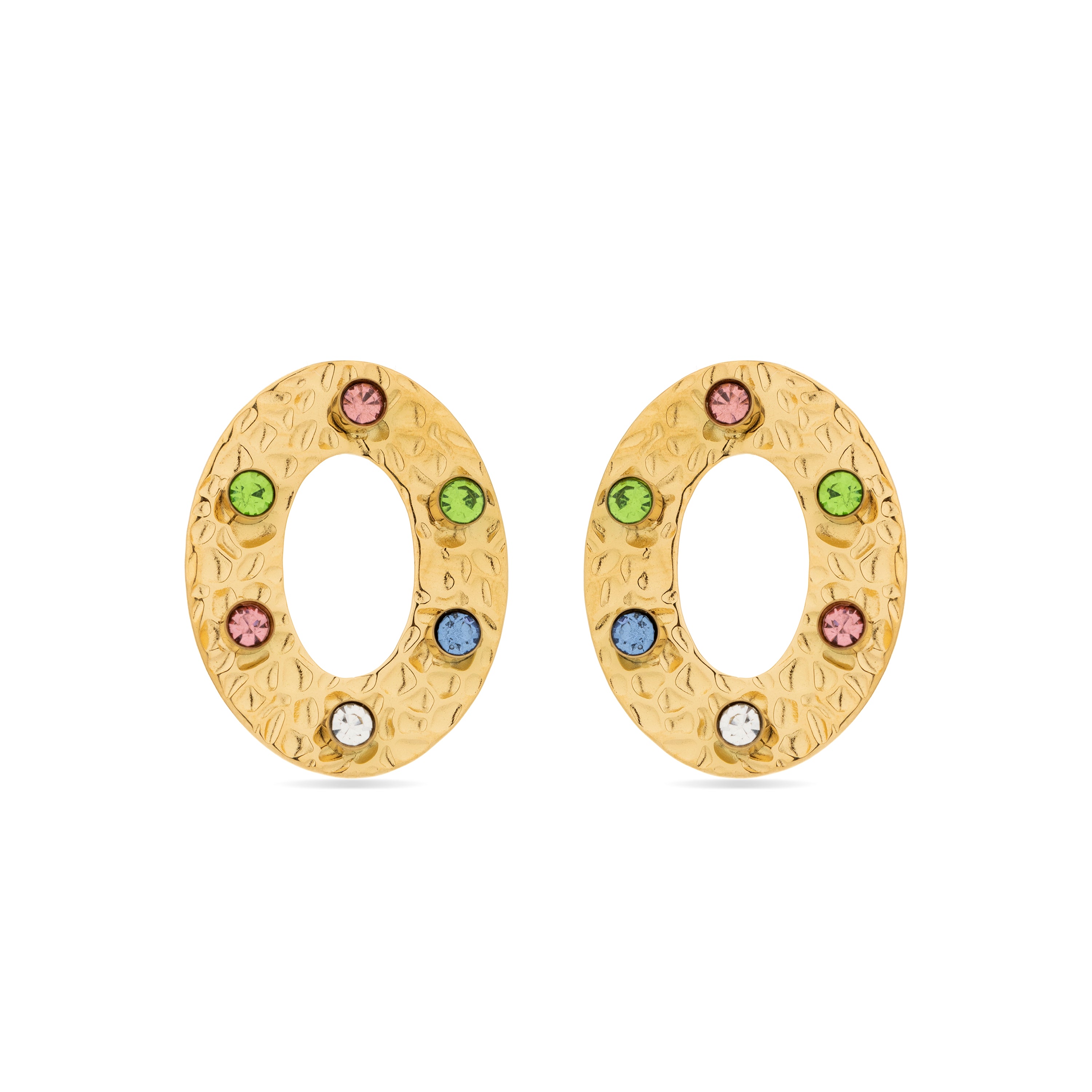 Pendientes de Circonita Multicolor acabados en oro amarillo de 18k - Nanful