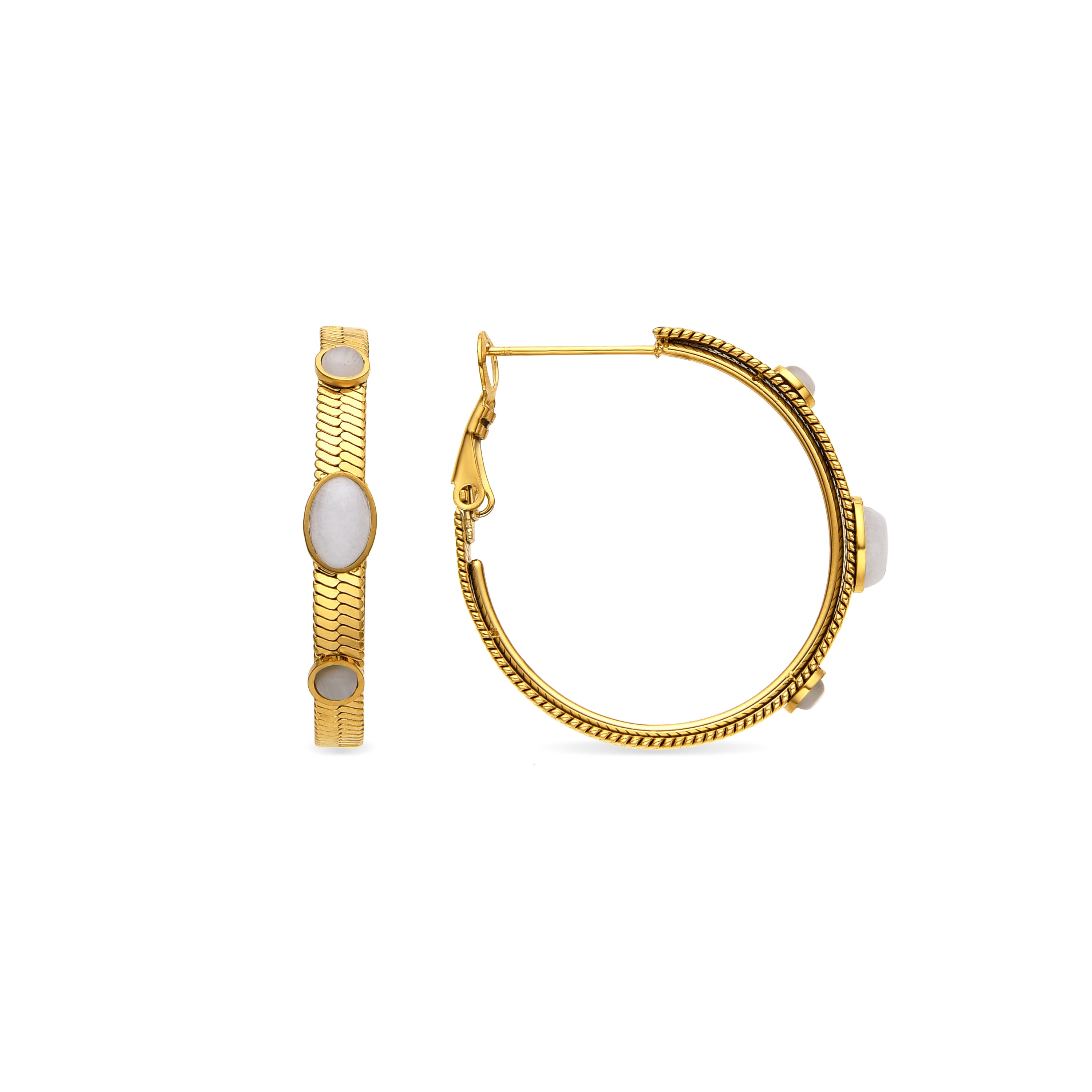 Pendientes con Madreperla Blanca acabado oro 18k - Reus
