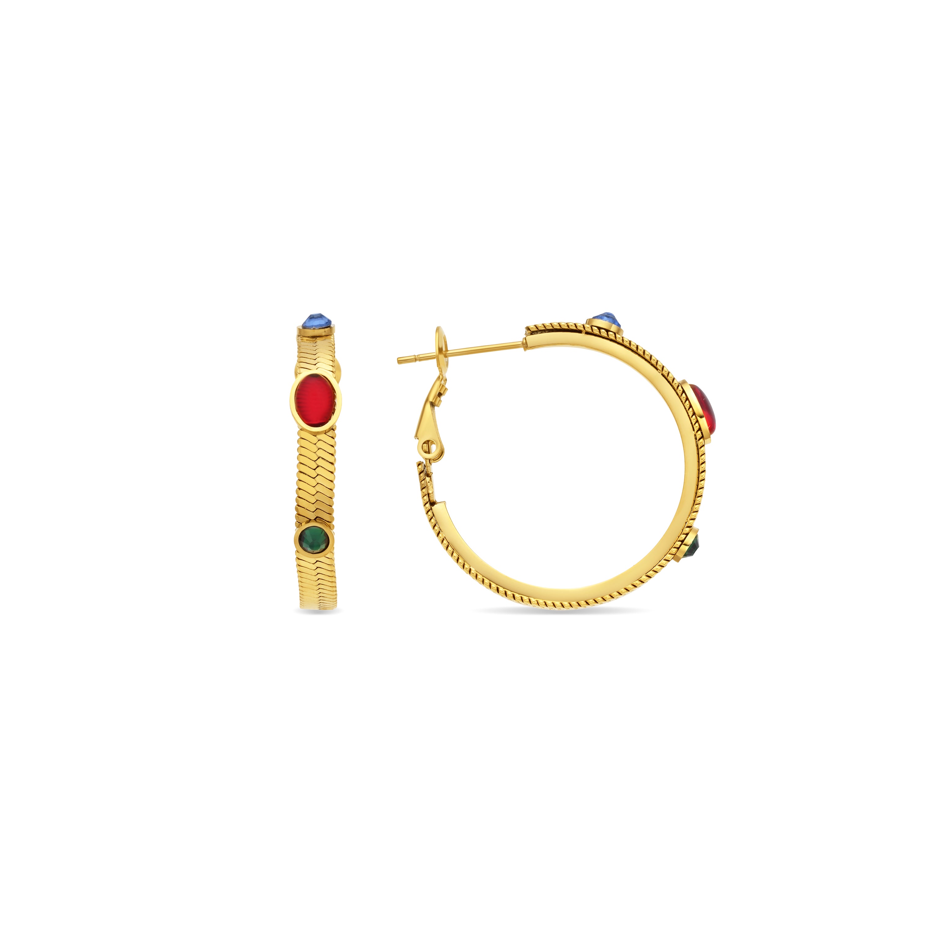 Pendientes de Cuarzo Hidrotermal Multicolor acabado en oro amarillo 18k - Reus