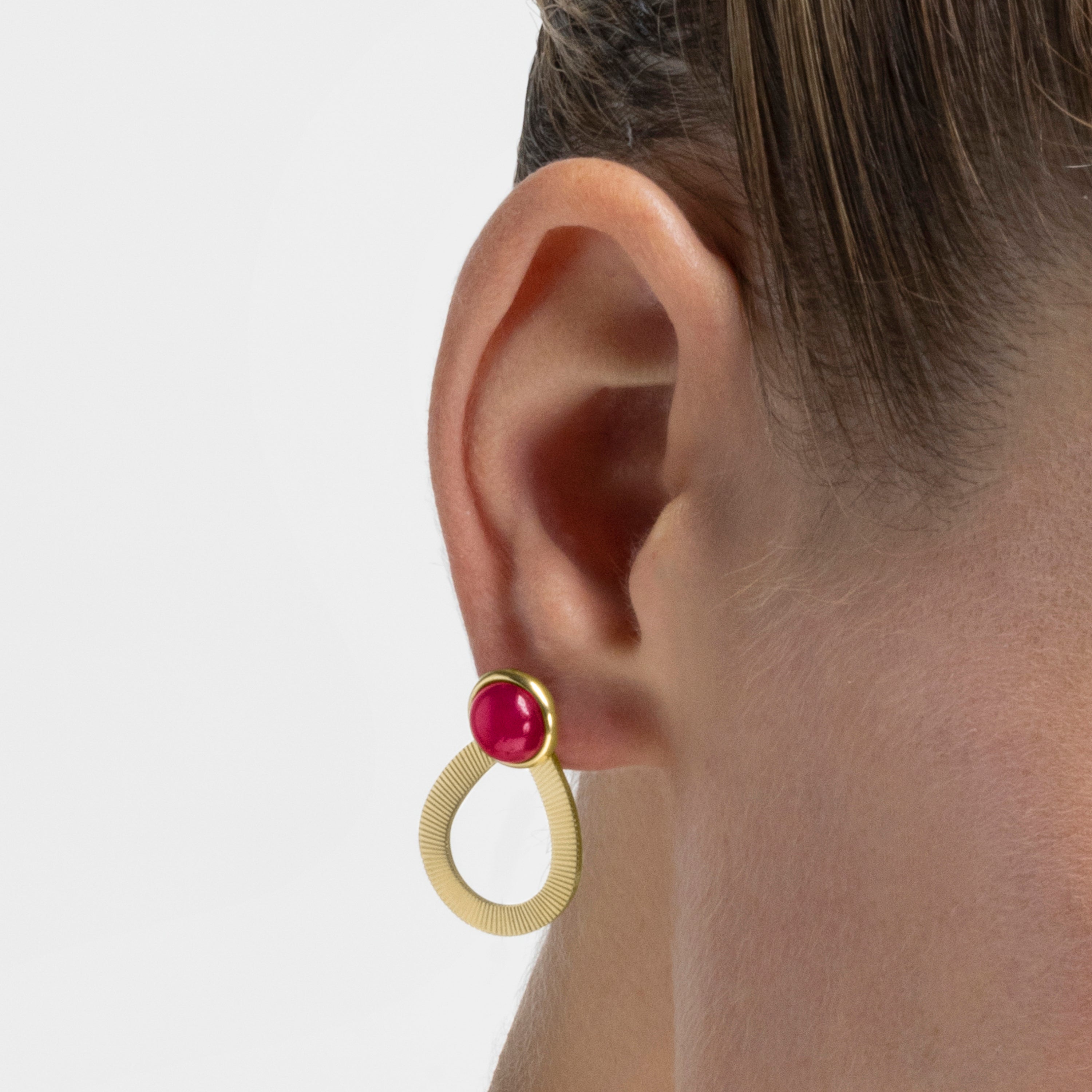 Pendientes con Agata Rosa acabado oro 18k - Terxiu