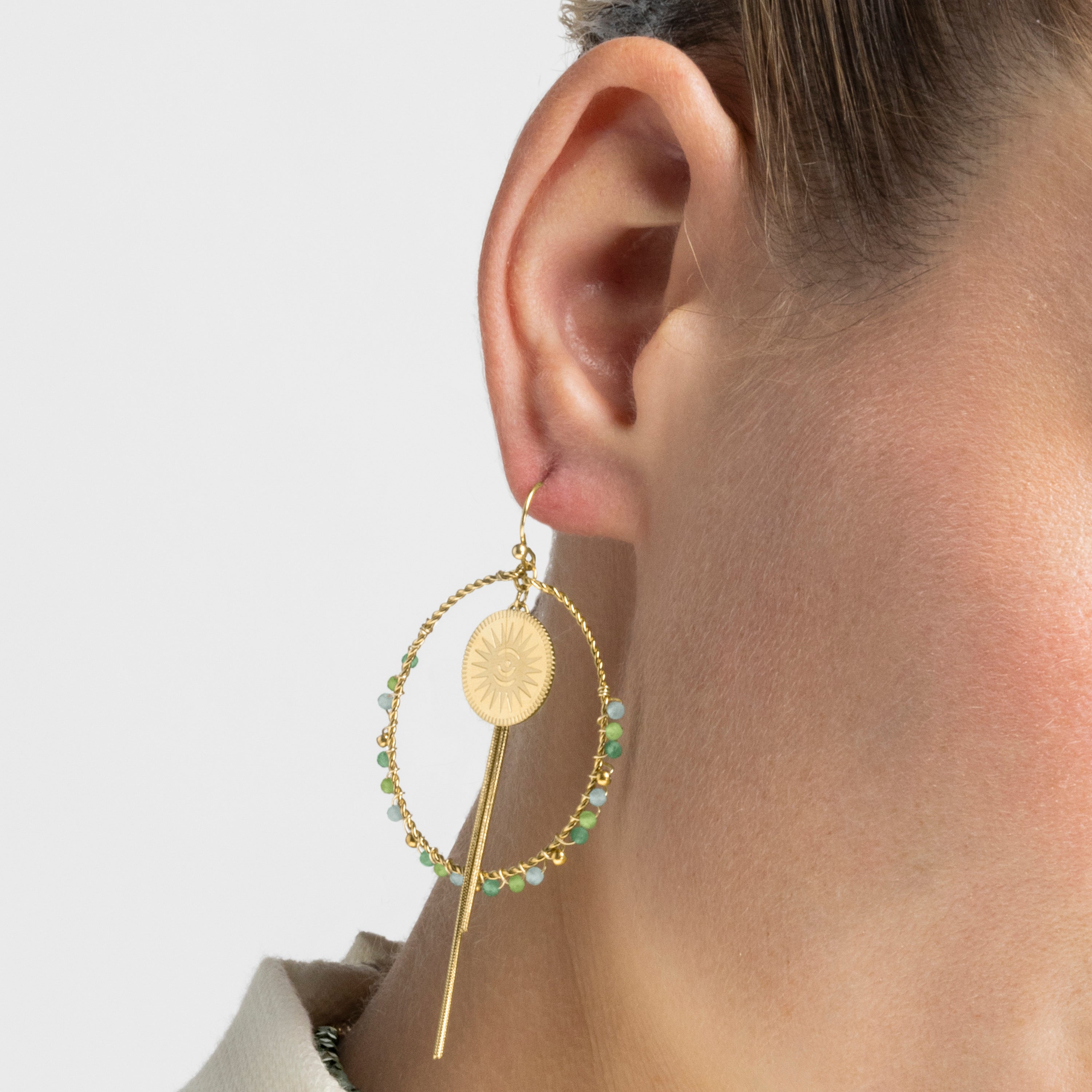 Pendientes con Cristal Multicolor acabado oro 18k - Pova