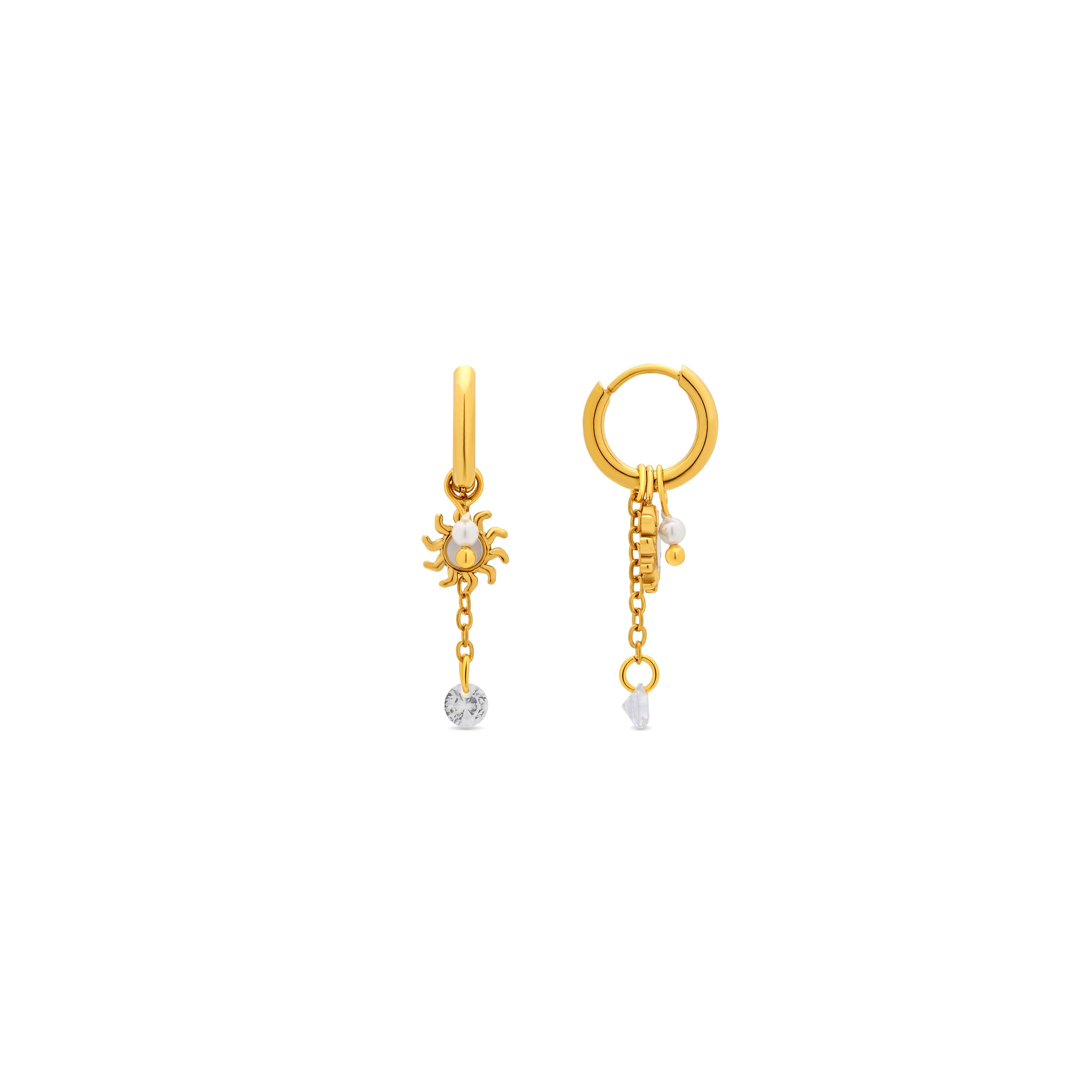 Pendientes de Perla Blanca acabado en oro amarillo de 18k - Irath