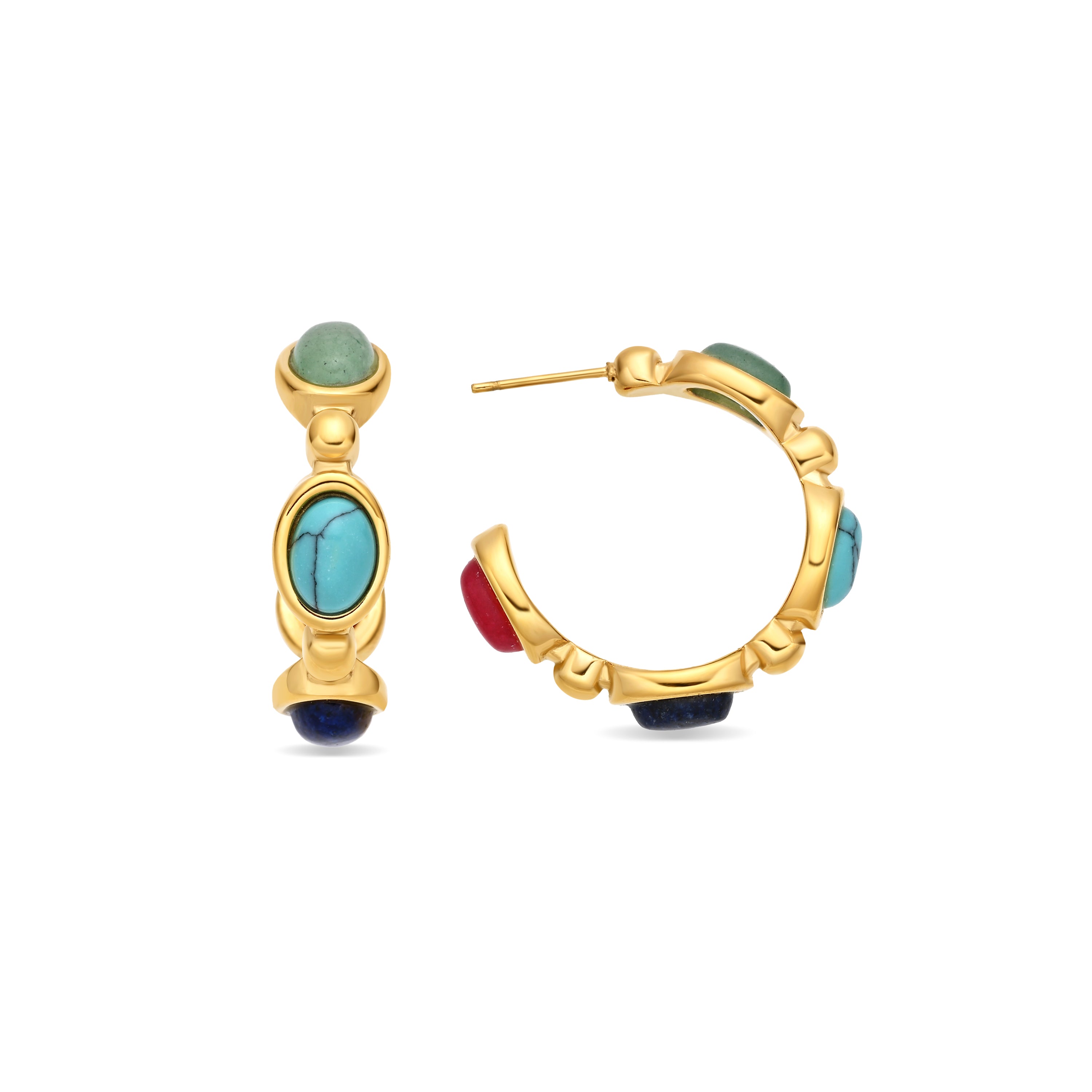 Pendientes de Multicolor Piedra Natural acabado en oro amarillo de 18k - Baelbo