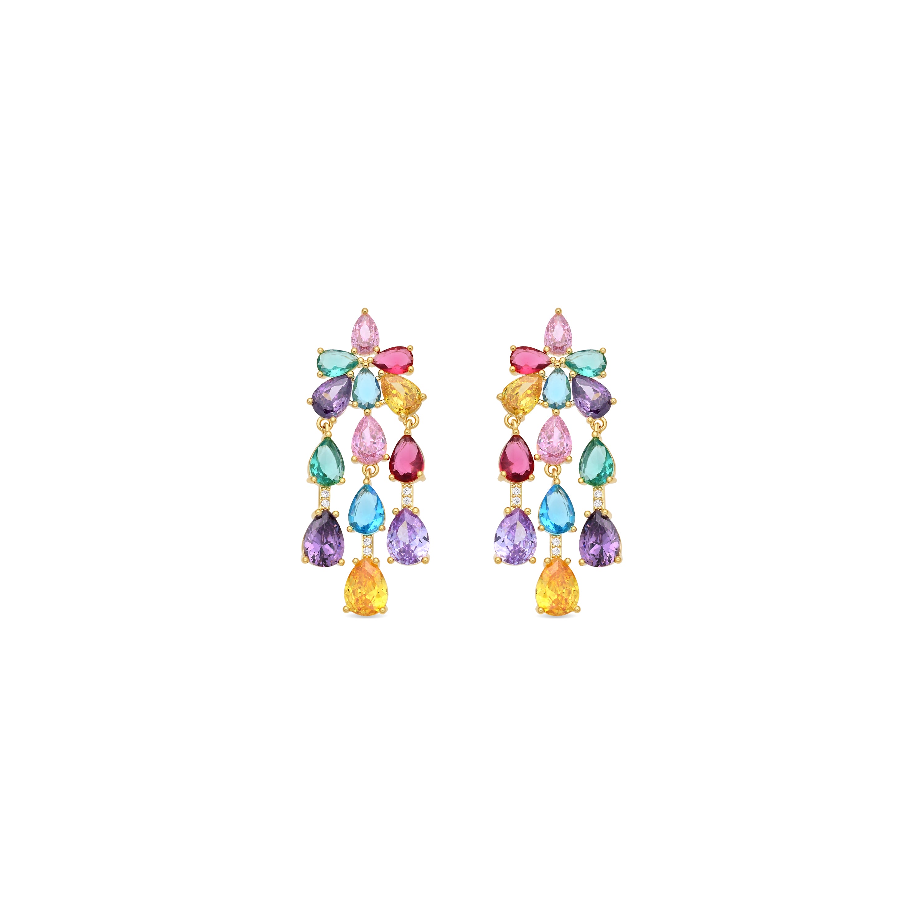 Pendientes de Circonita Multicolor acabado en oro amarillo de 18k - Linro