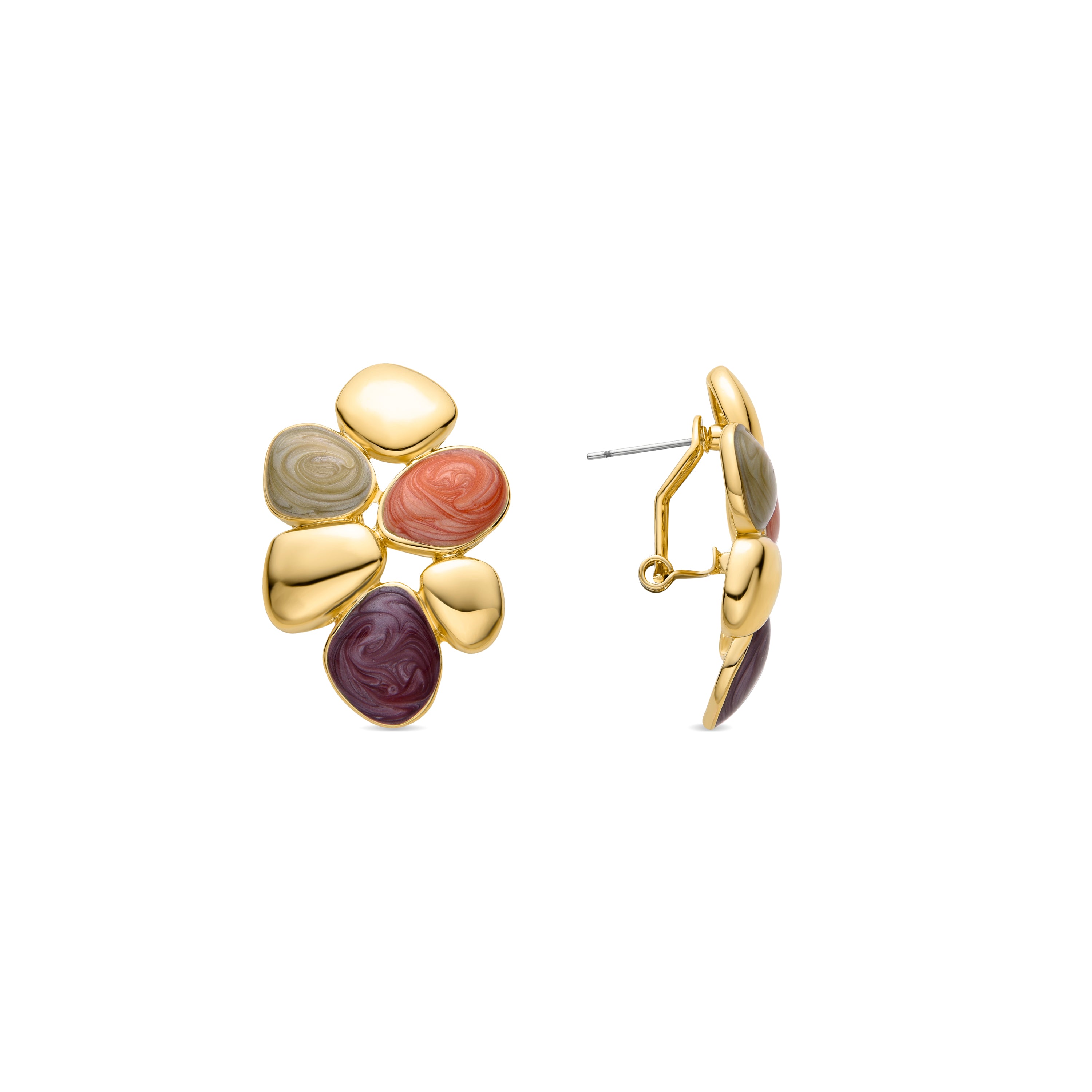 Pendientes de Resina Naranja acabados en oro amarillo de 18K - Niro