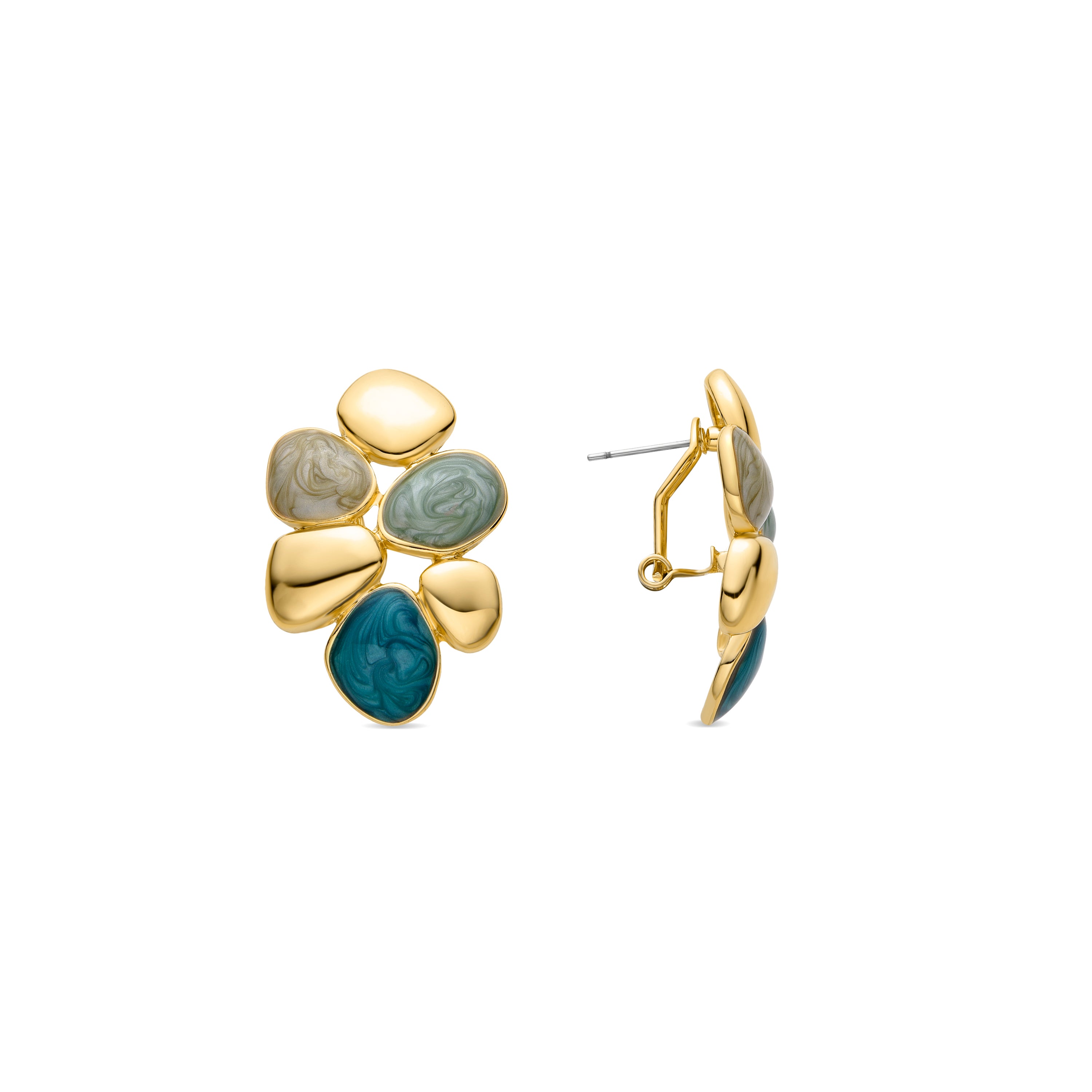 Pendientes de Resina Verde acabados en oro amarillo de 18K - Niro