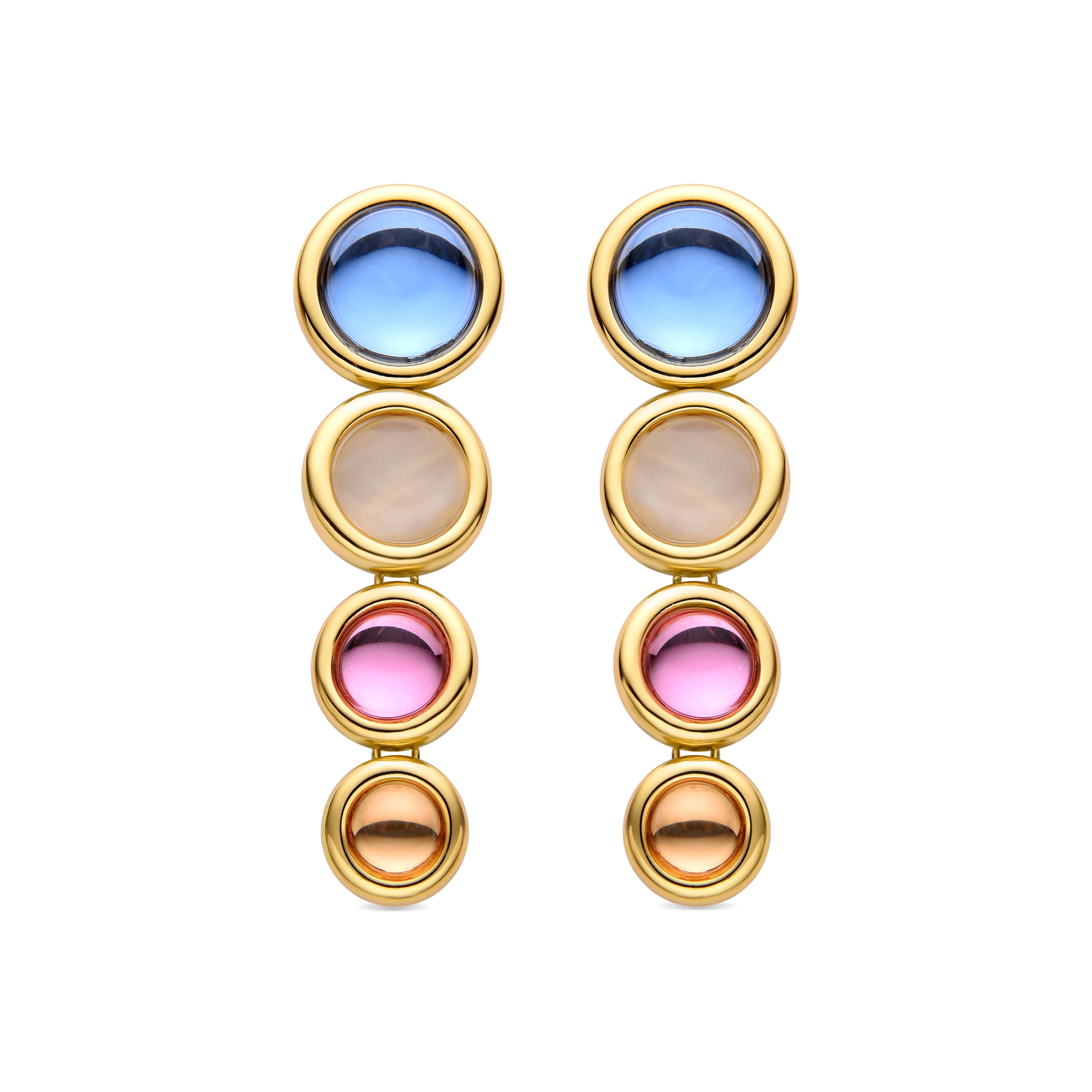Pendientes de Cristal Multicolor acabados en oro amarillo de 18K - Longki