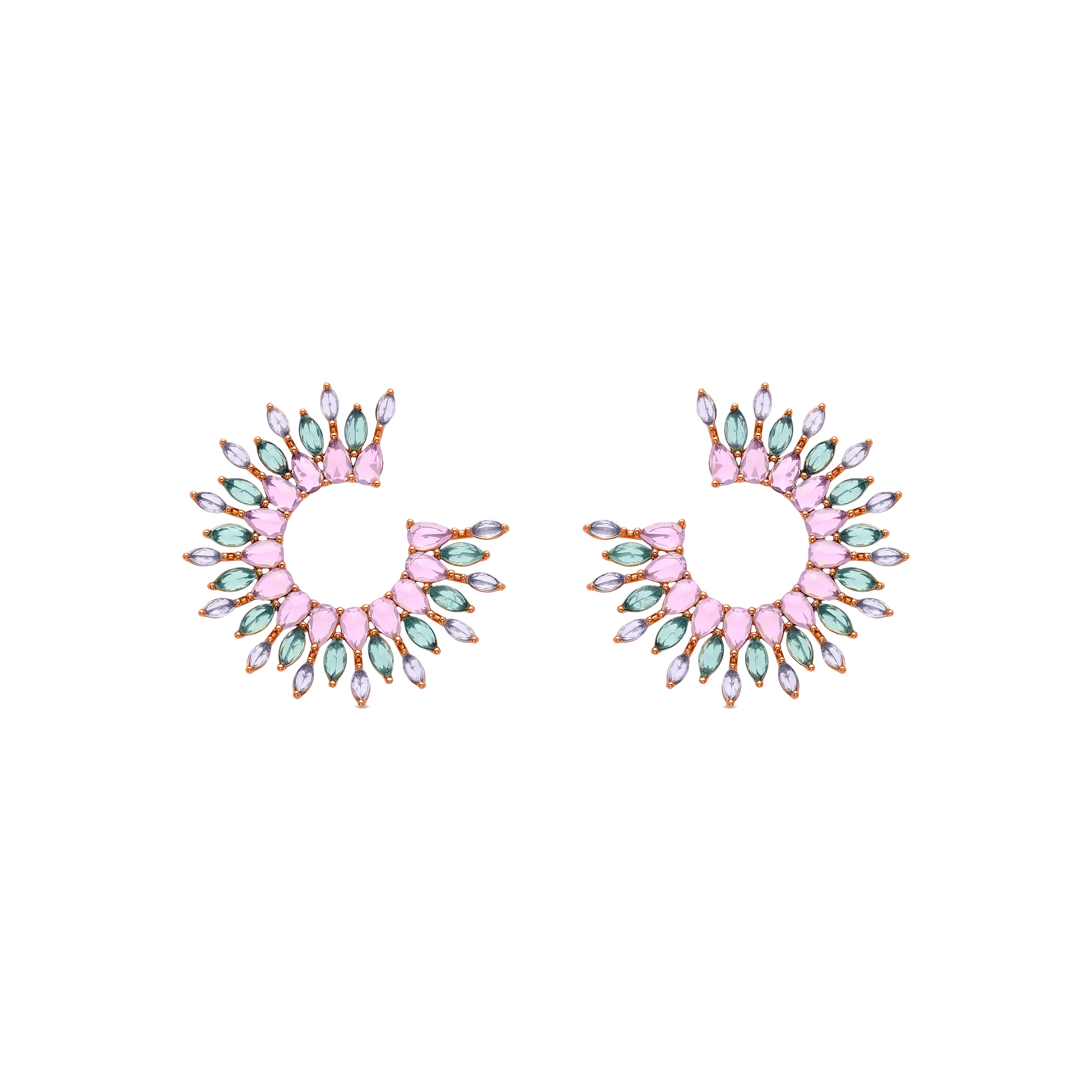 Pendientes de Cristal Multicolor acabados en oro amarillo de 18K - Fane