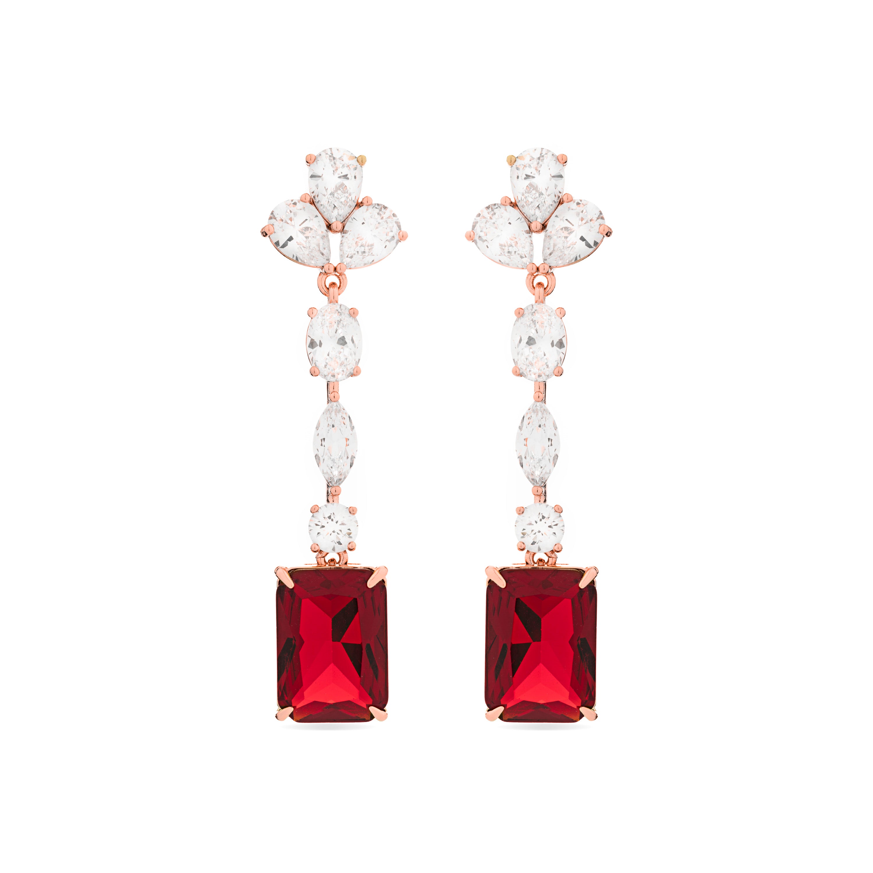 Pendientes con Circonita Rubí acabados en oro amarillo de 18K - Phami