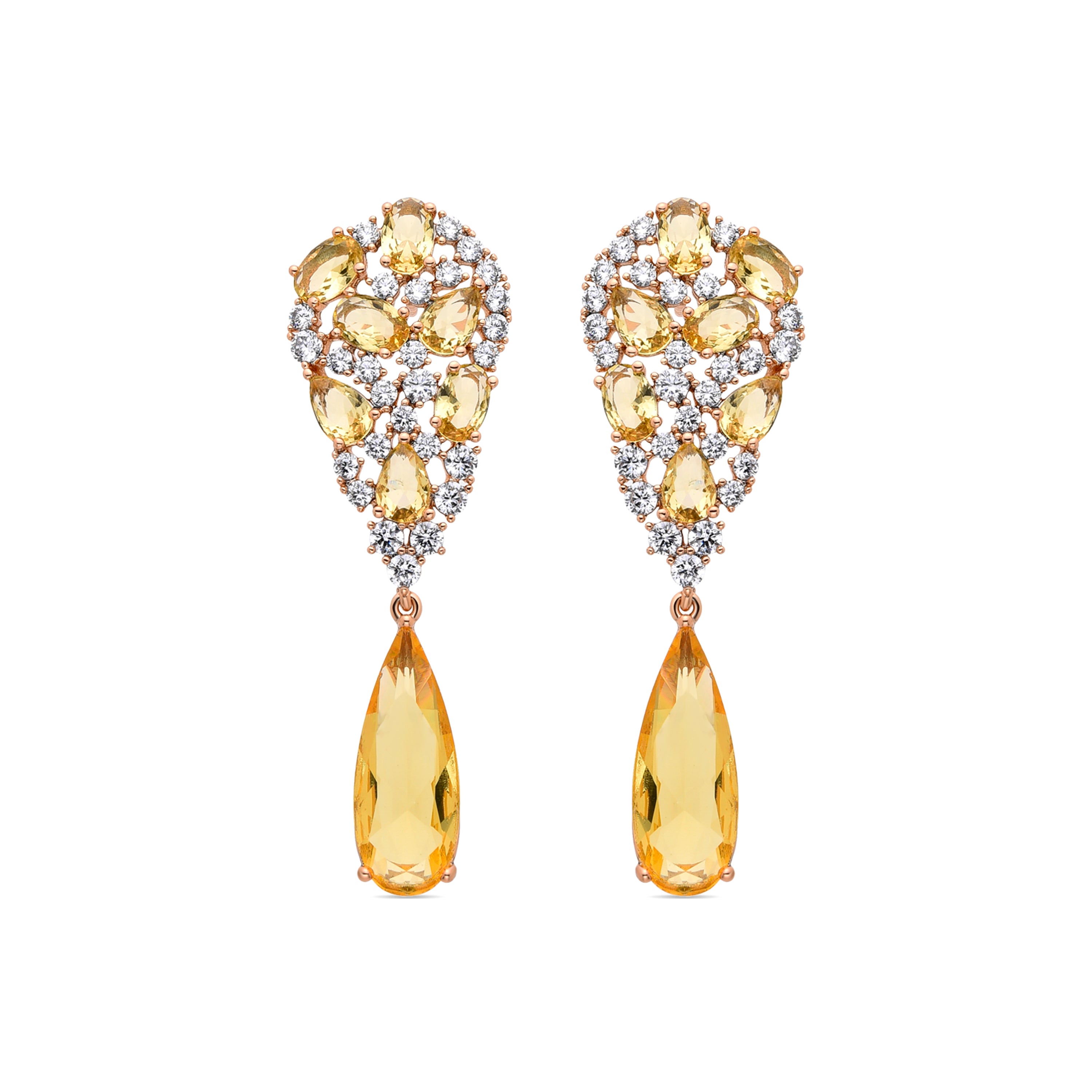 Pendientes con Padparadscha acabados en oro amarillo de 18K - Dirio
