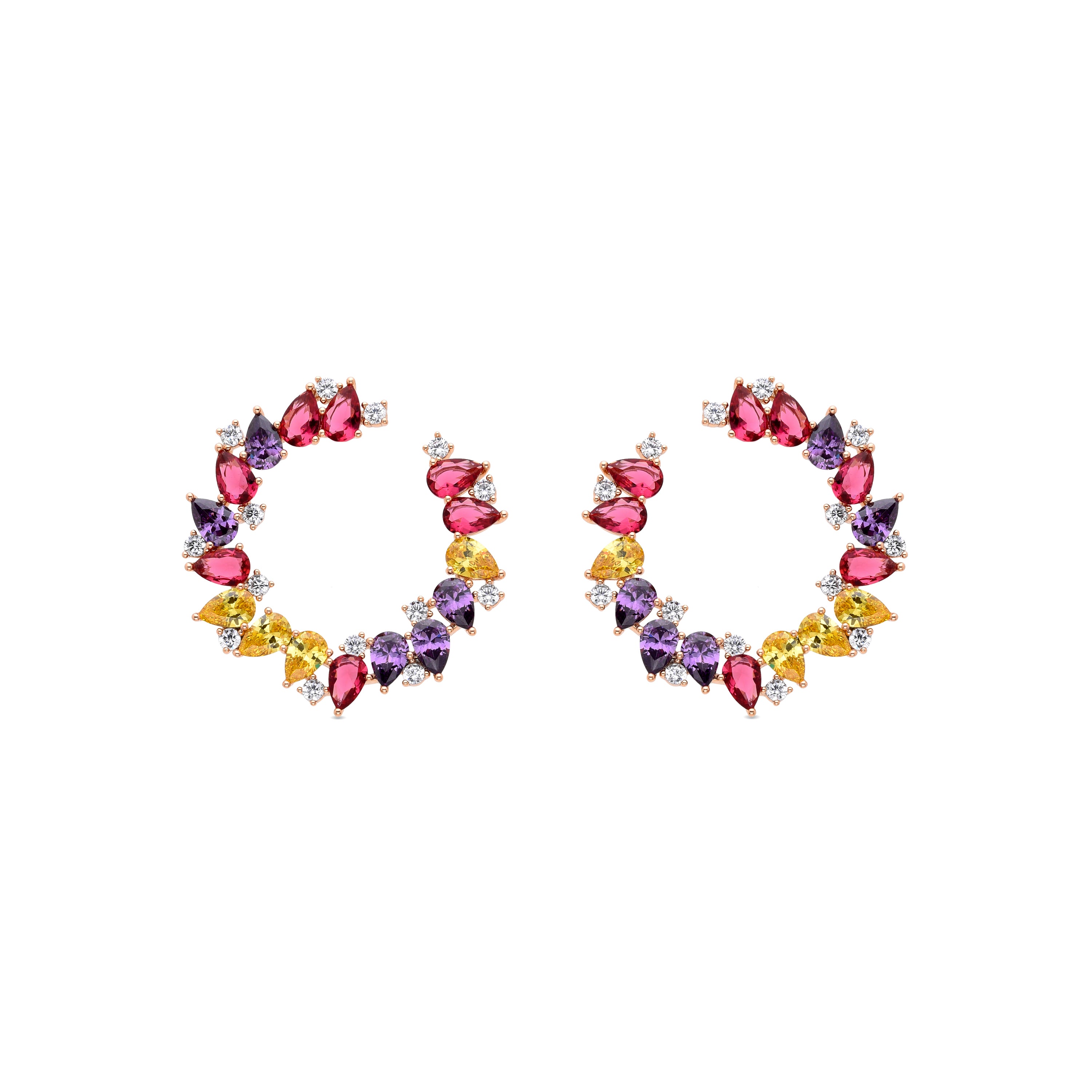 Pendientes con Circonita Multicolor acabados en oro amarillo de 18K - Monlali