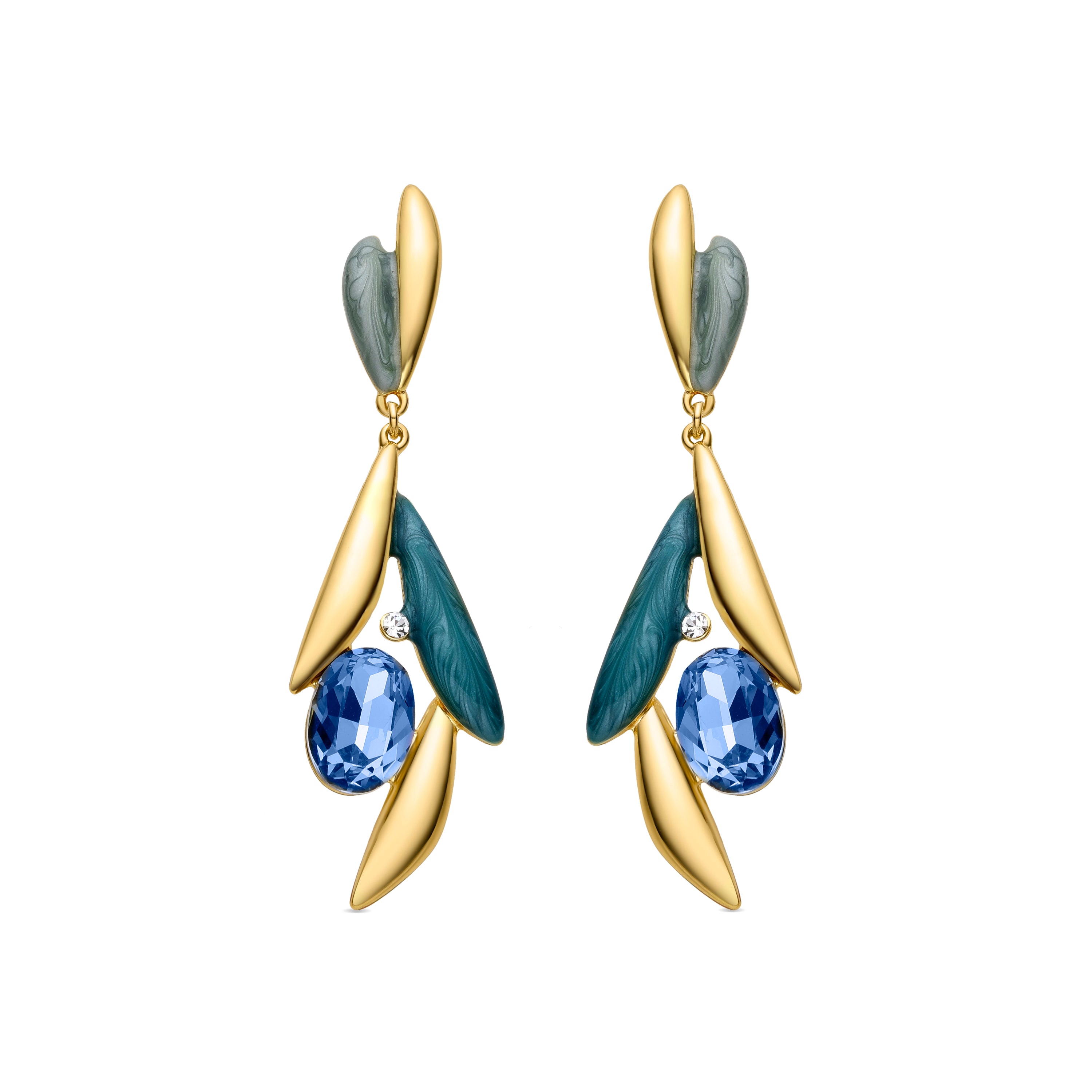 Pendientes de Circonita Topacio Azul acabados en oro amarillo de 18k - Amarke