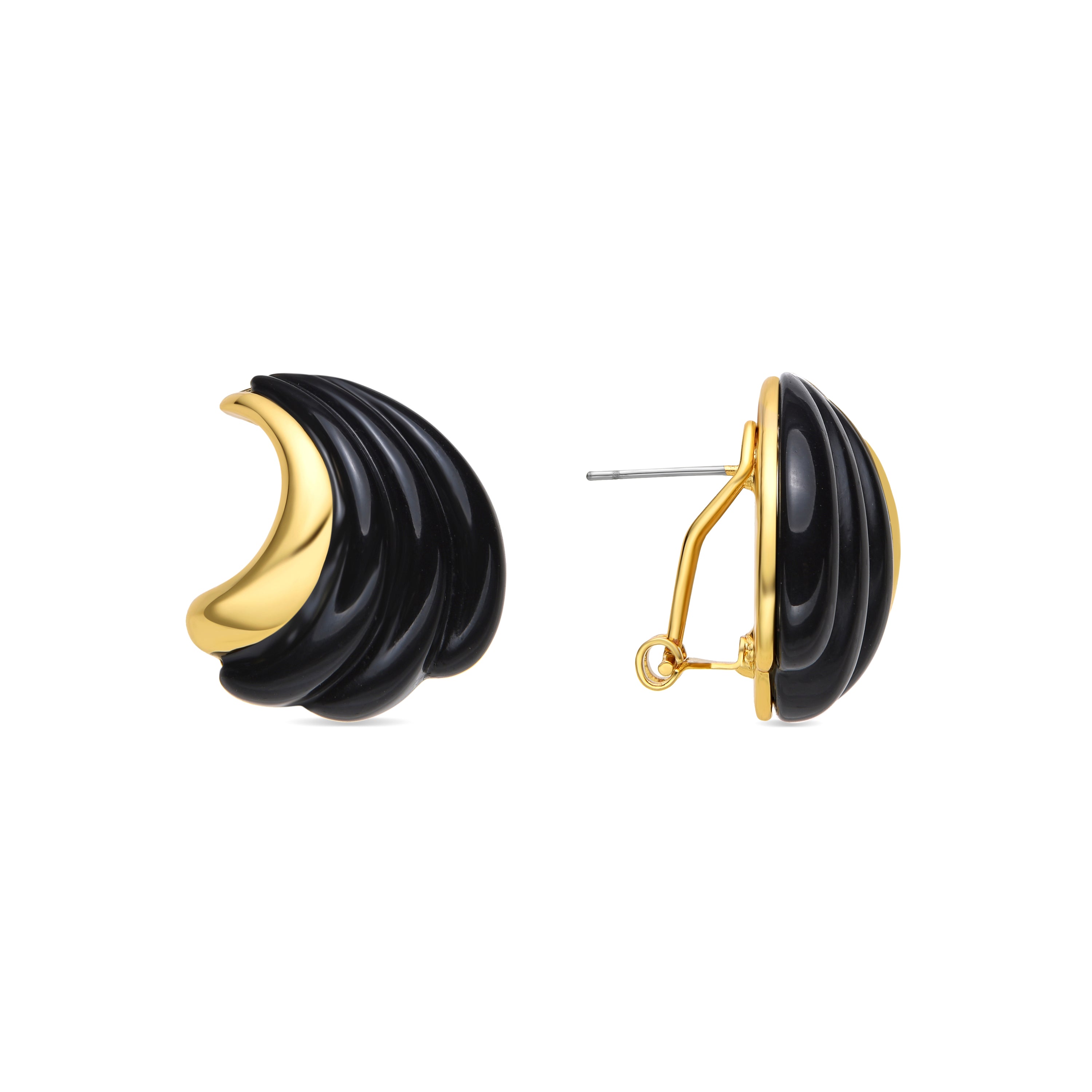 Pendientes con Resina Negra acabado oro 18k - Modwi