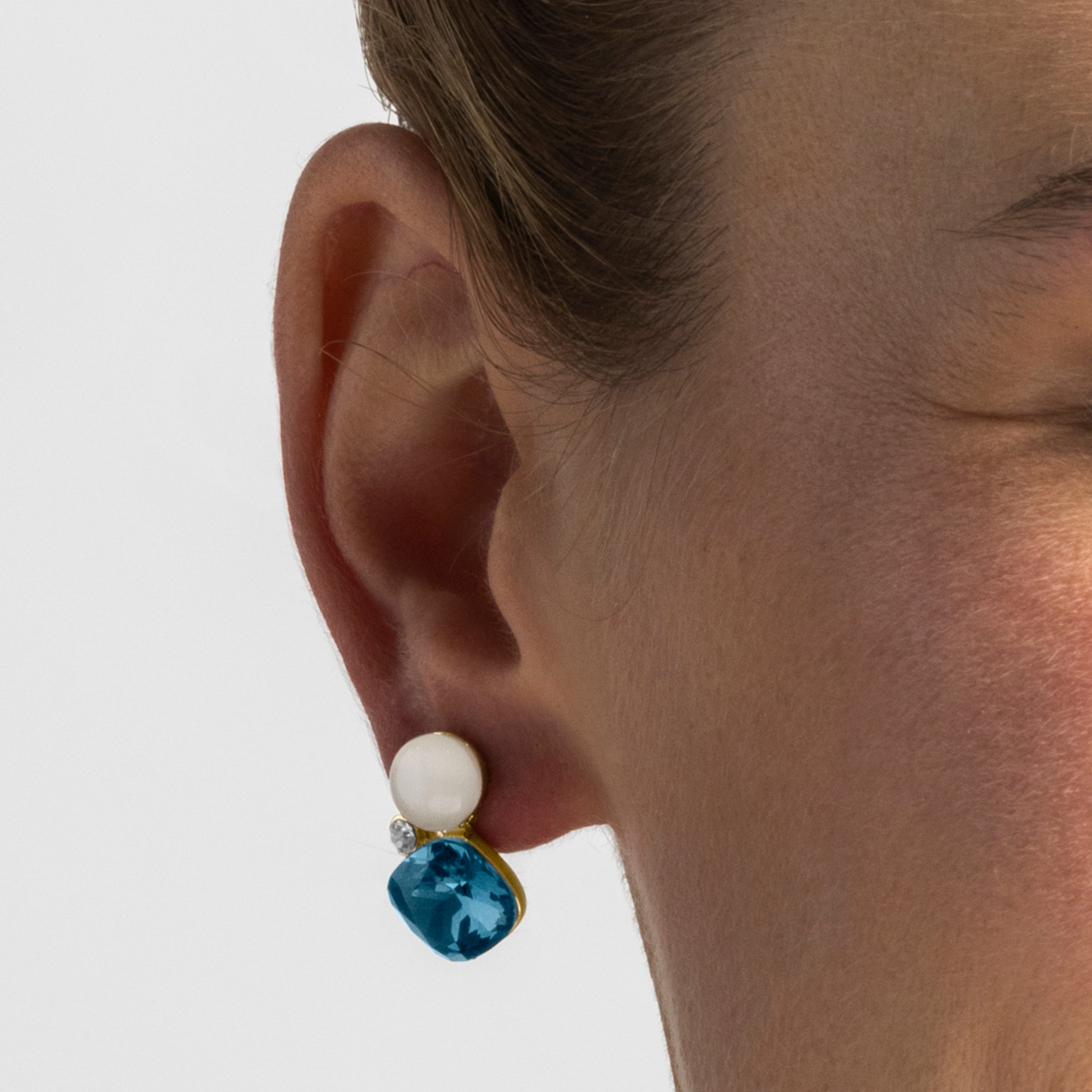 Pendientes con Ojo de Gato acabado oro 18k - Sitla