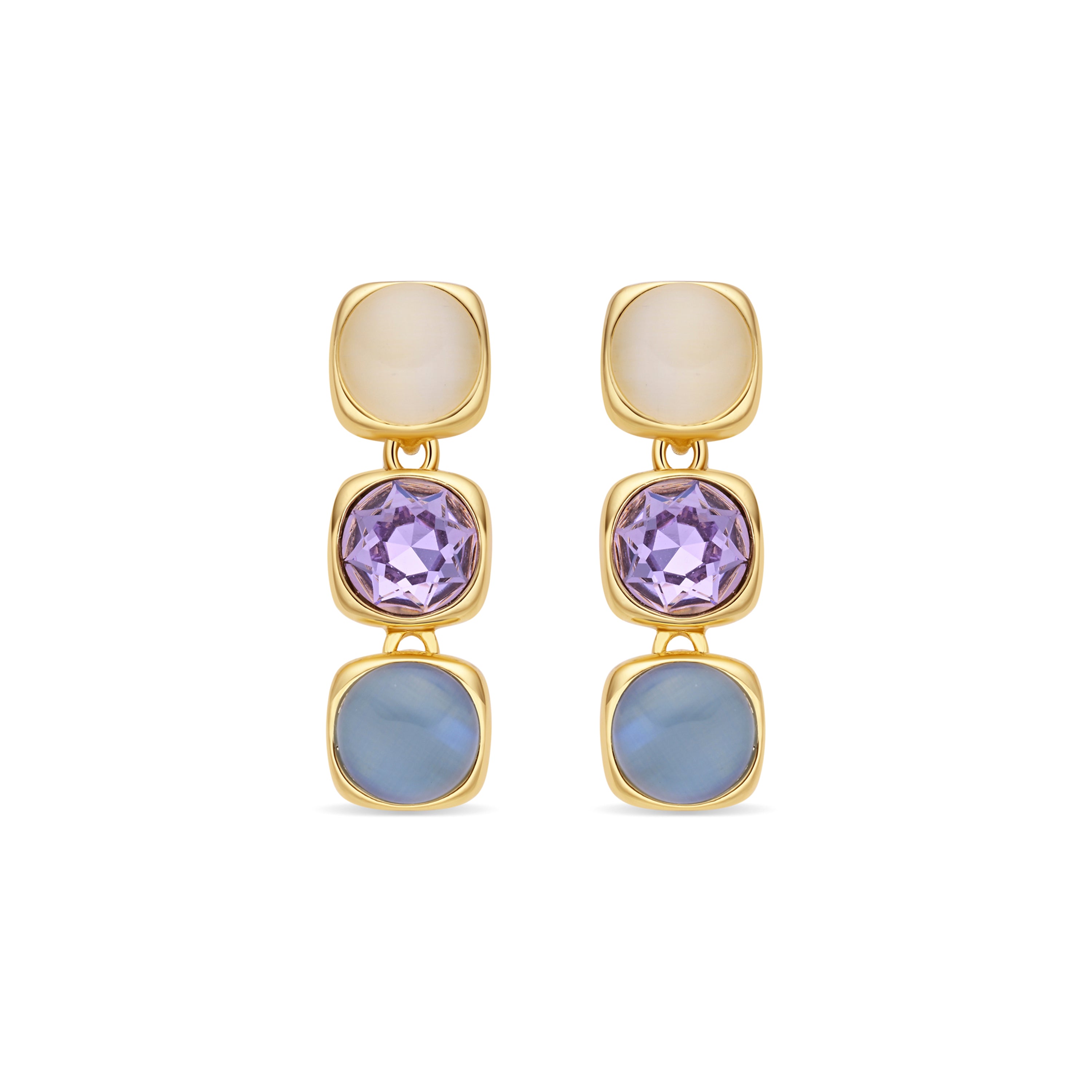 Pendientes de Ojo de Gato Azul acabado en oro amarillo de 18k - Shureo