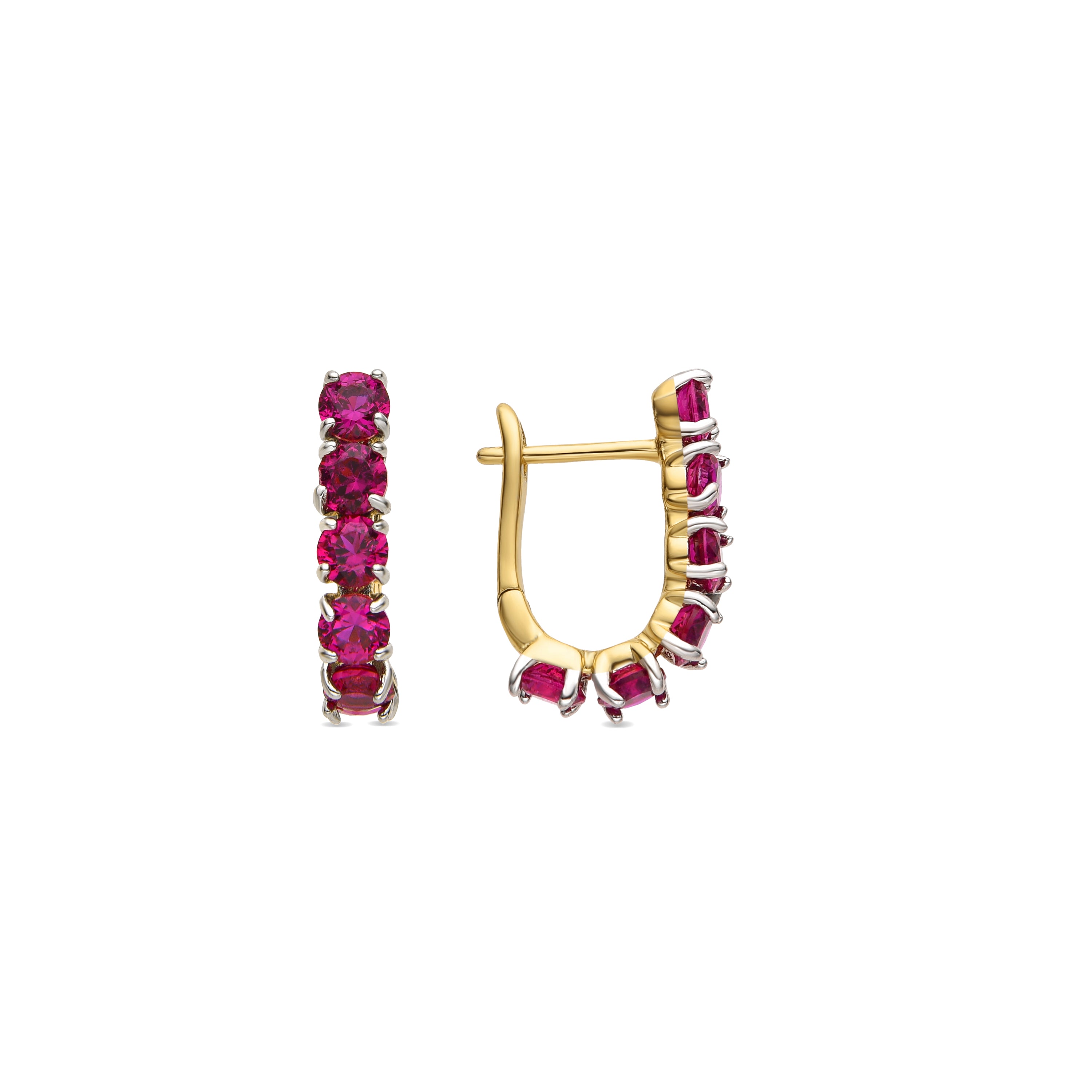 Pendientes con Circonita Rubí acabado oro 18k - Kine