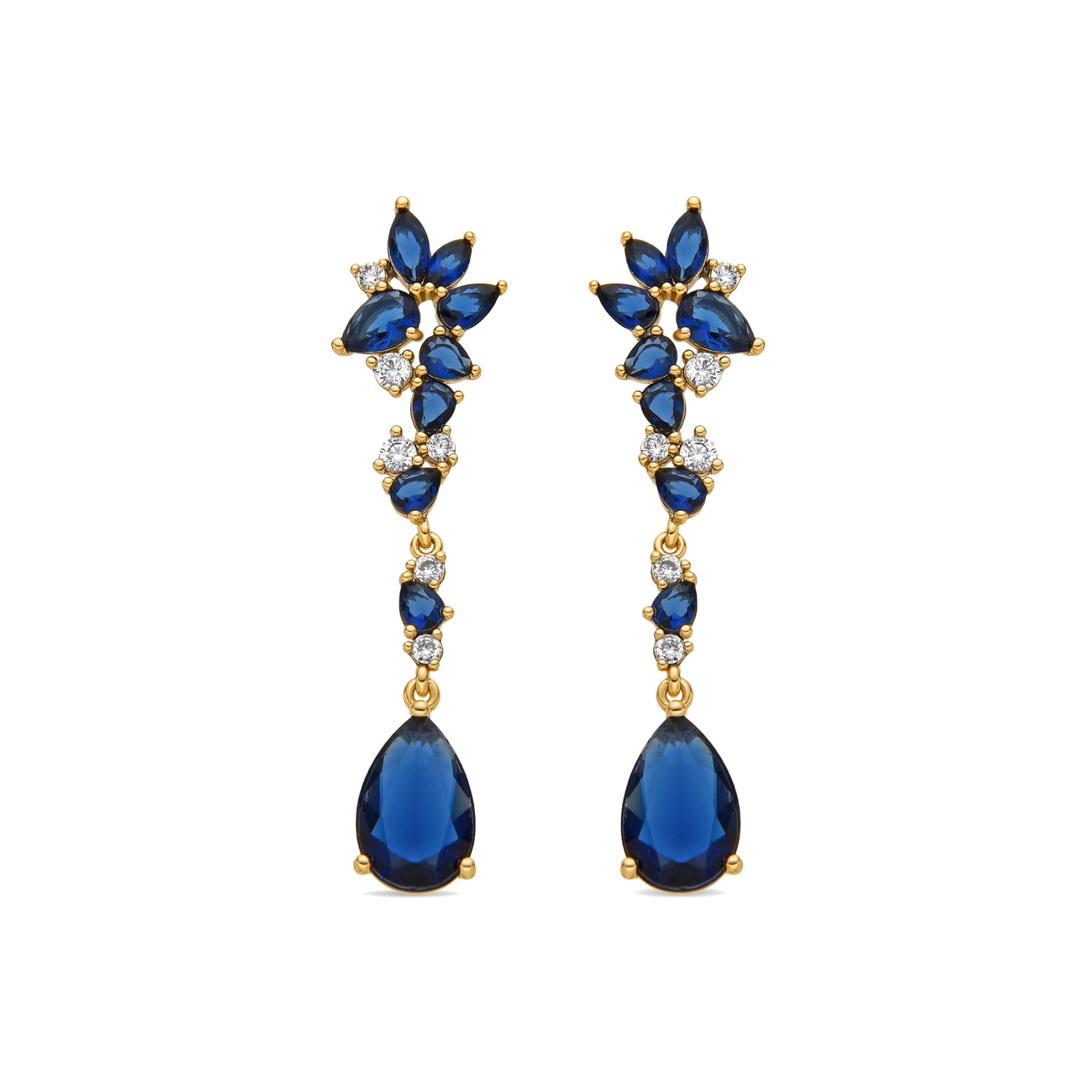 Pendientes con Circonita Zafiro acabado oro 18k - Ulies