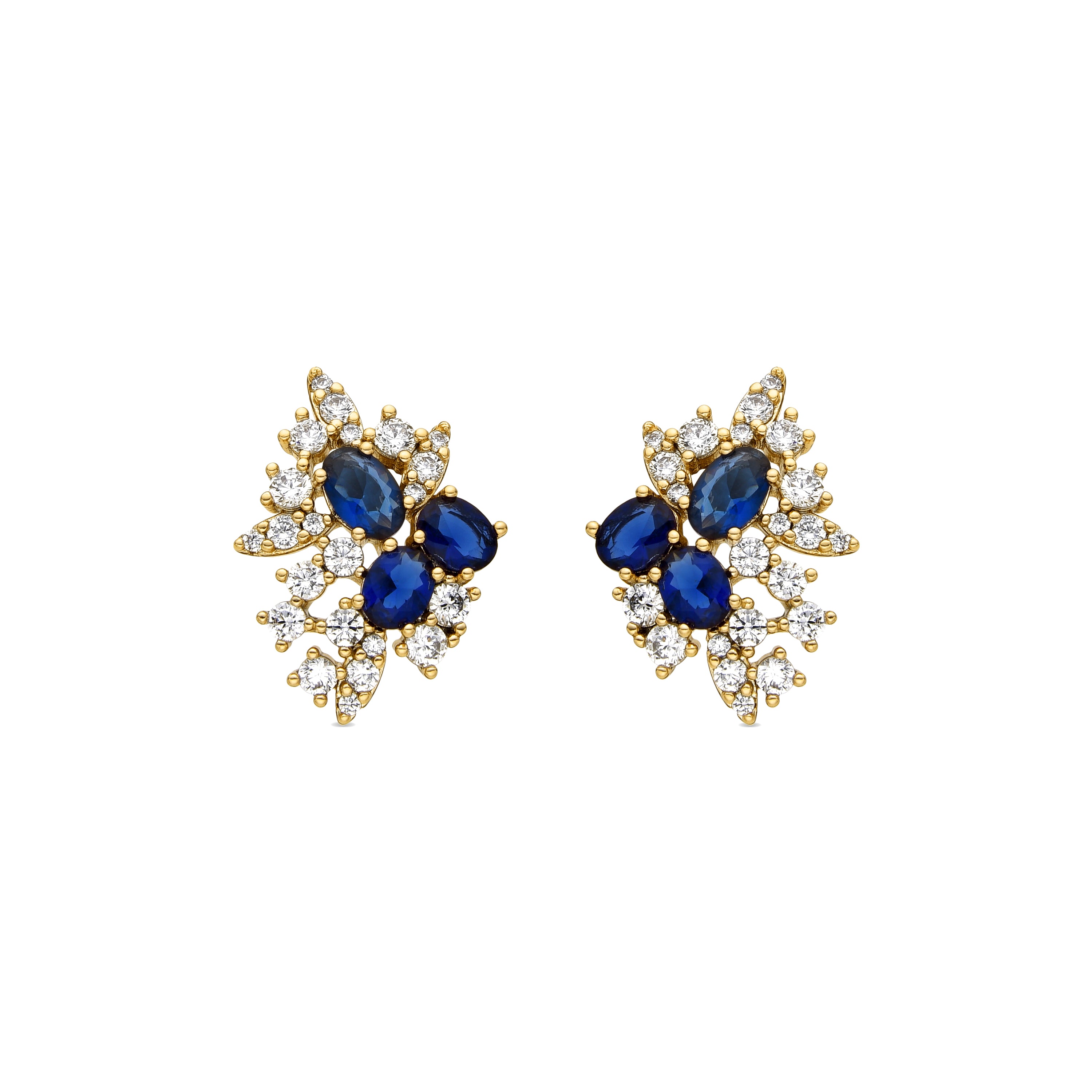 Pendientes con Circonita Zafiro acabado oro 18k - Ciame