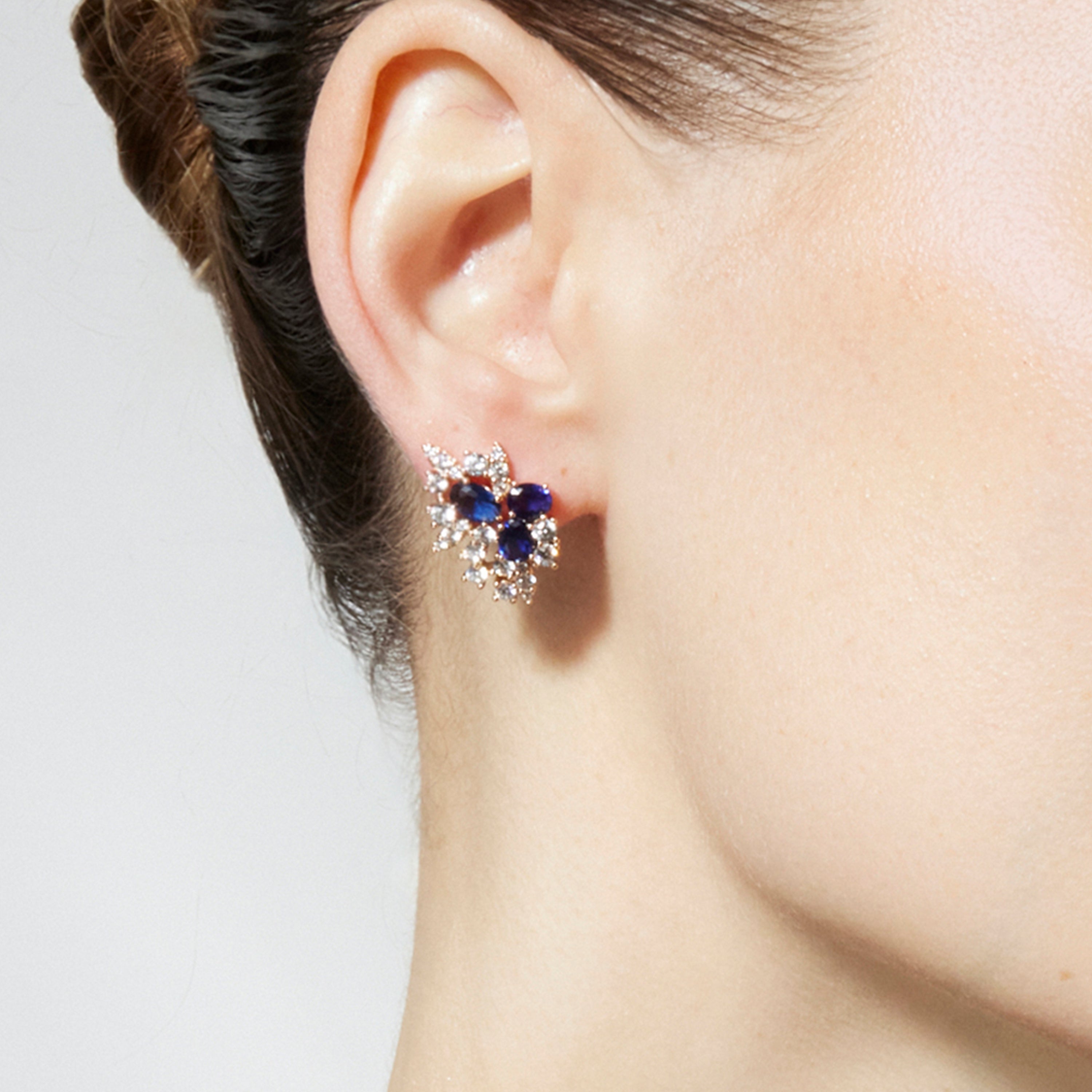 Pendientes con Circonita Zafiro acabado oro 18k - Ciame