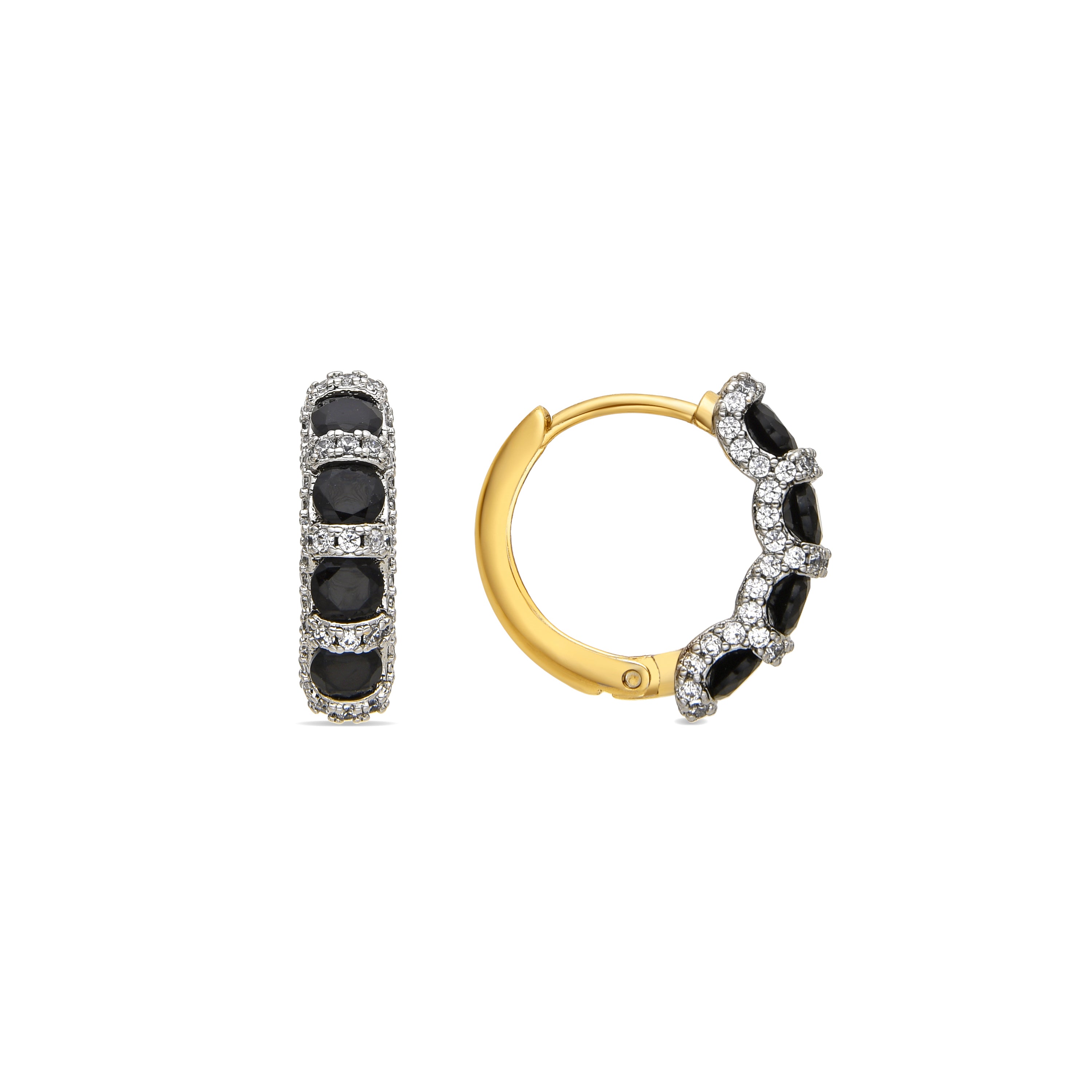 Pendientes con Circonita Onix acabado oro 18k - Braso