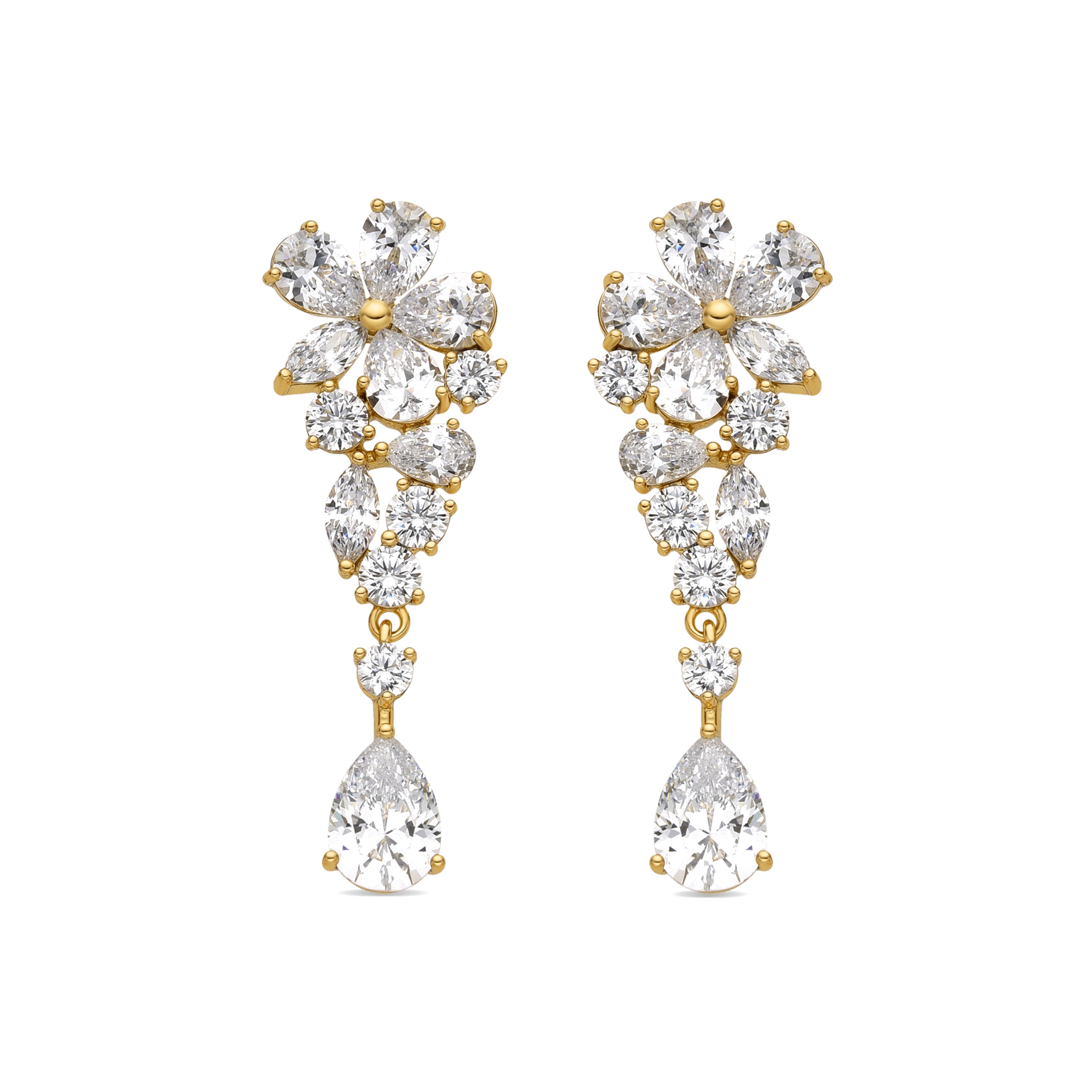 Earrings with brilliant zirconia in 18k gold finish - Snesy