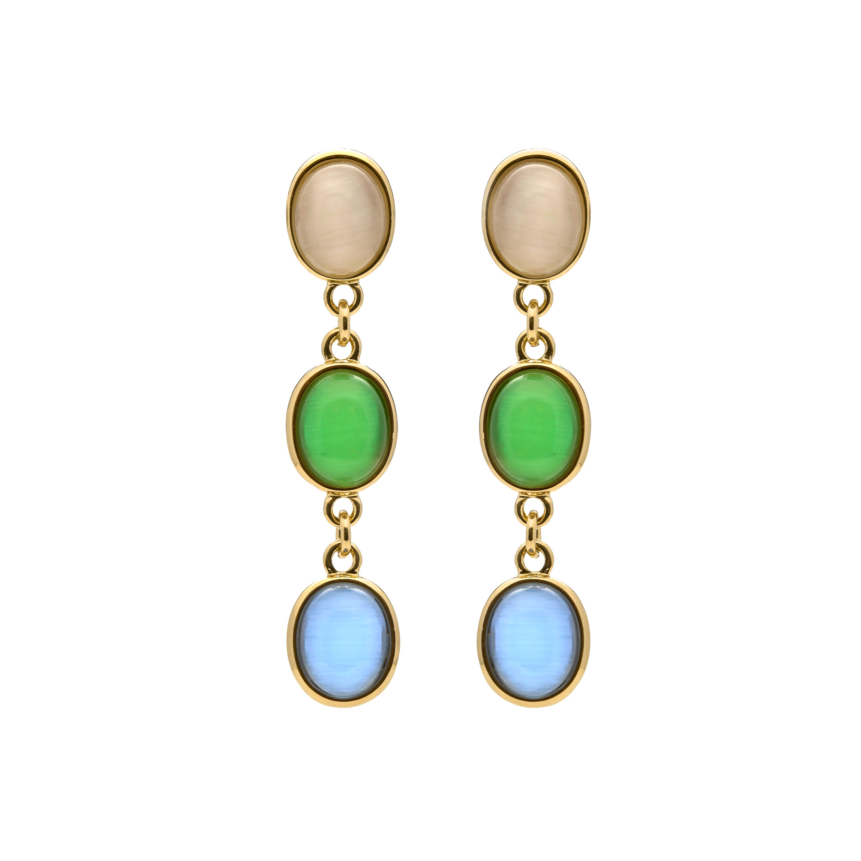 Pendientes de Ojo de Gato Multicolor acabado en oro amarillo 18k - Zaphis