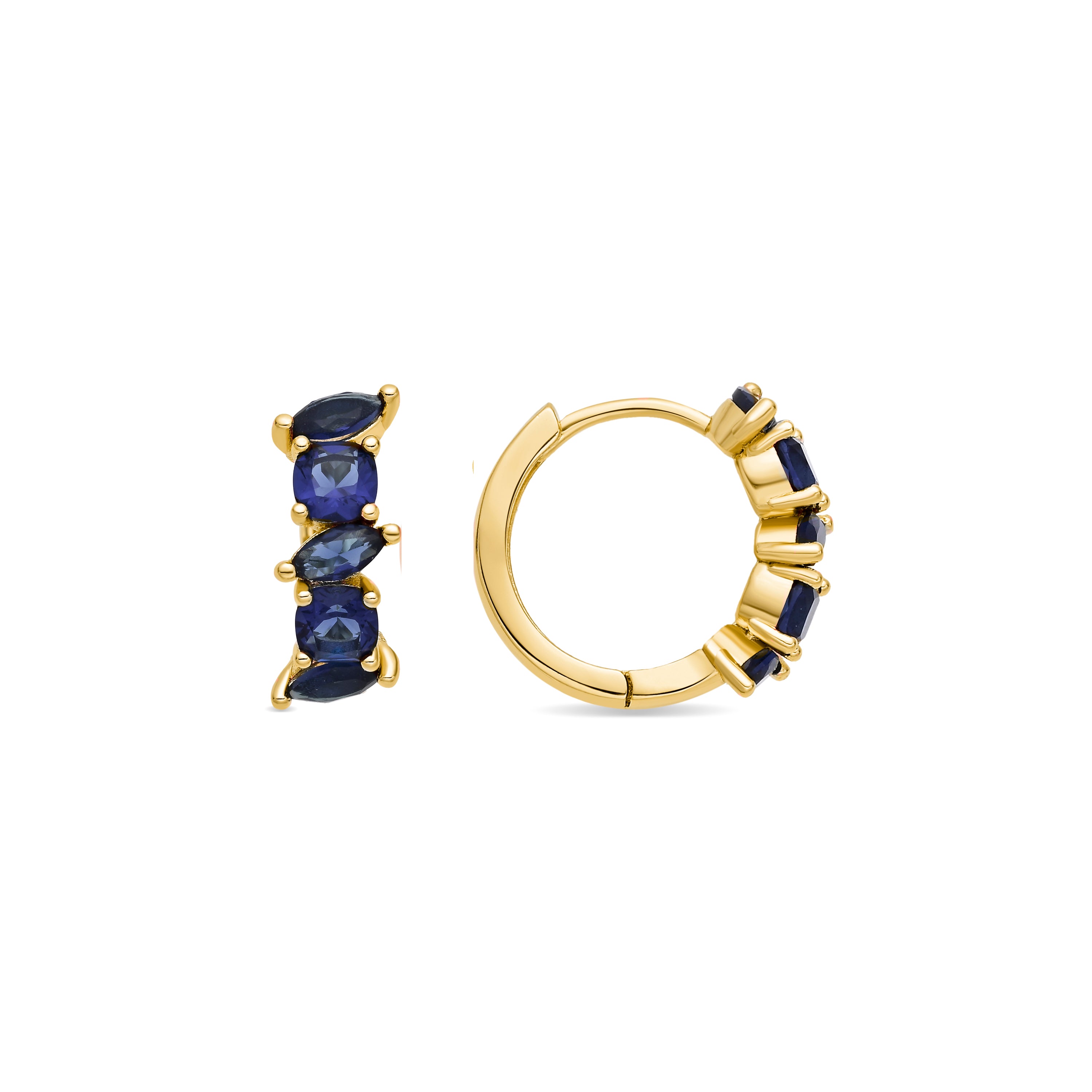 Pendientes de Circonita Zafiro acabado en oro amarillo de 18k - Arose