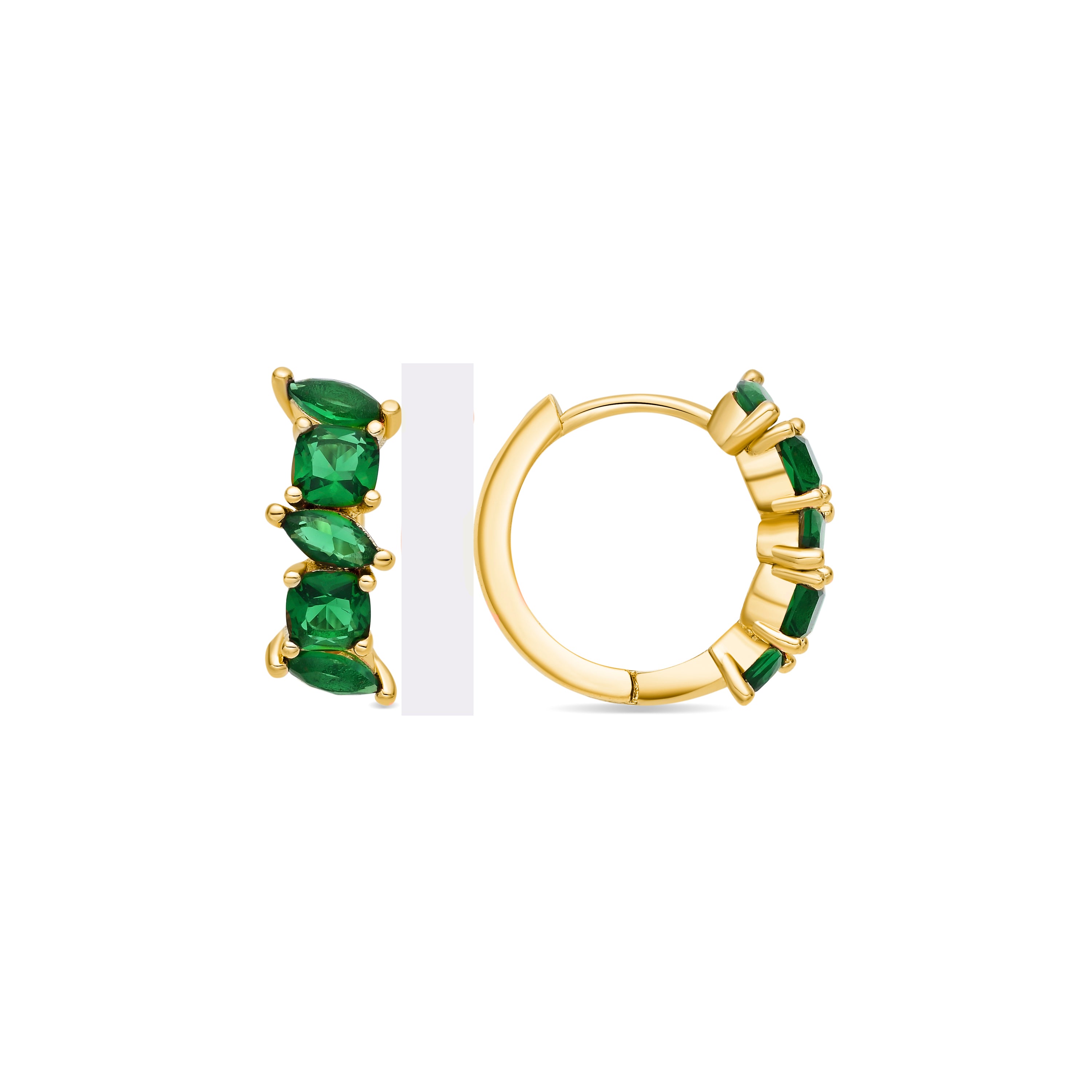 Pendientes de Circonita Esmeralda acabado en oro amarillo de 18k - Arose