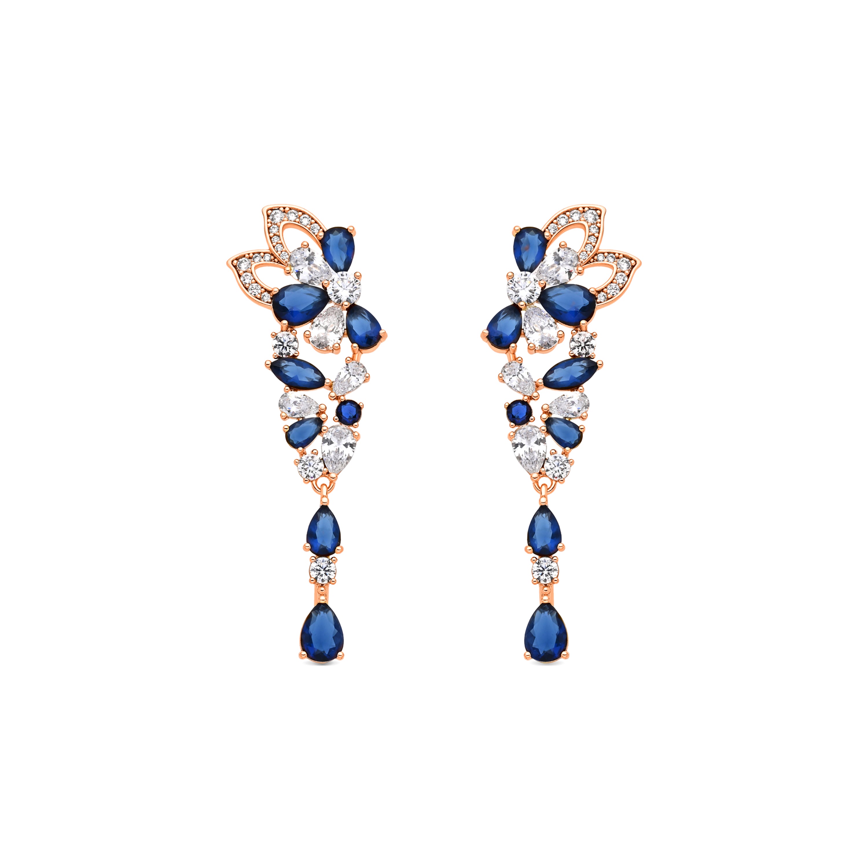Pendientes de Circonita Zafiro acabado en oro amarillo de 18k - Uliso