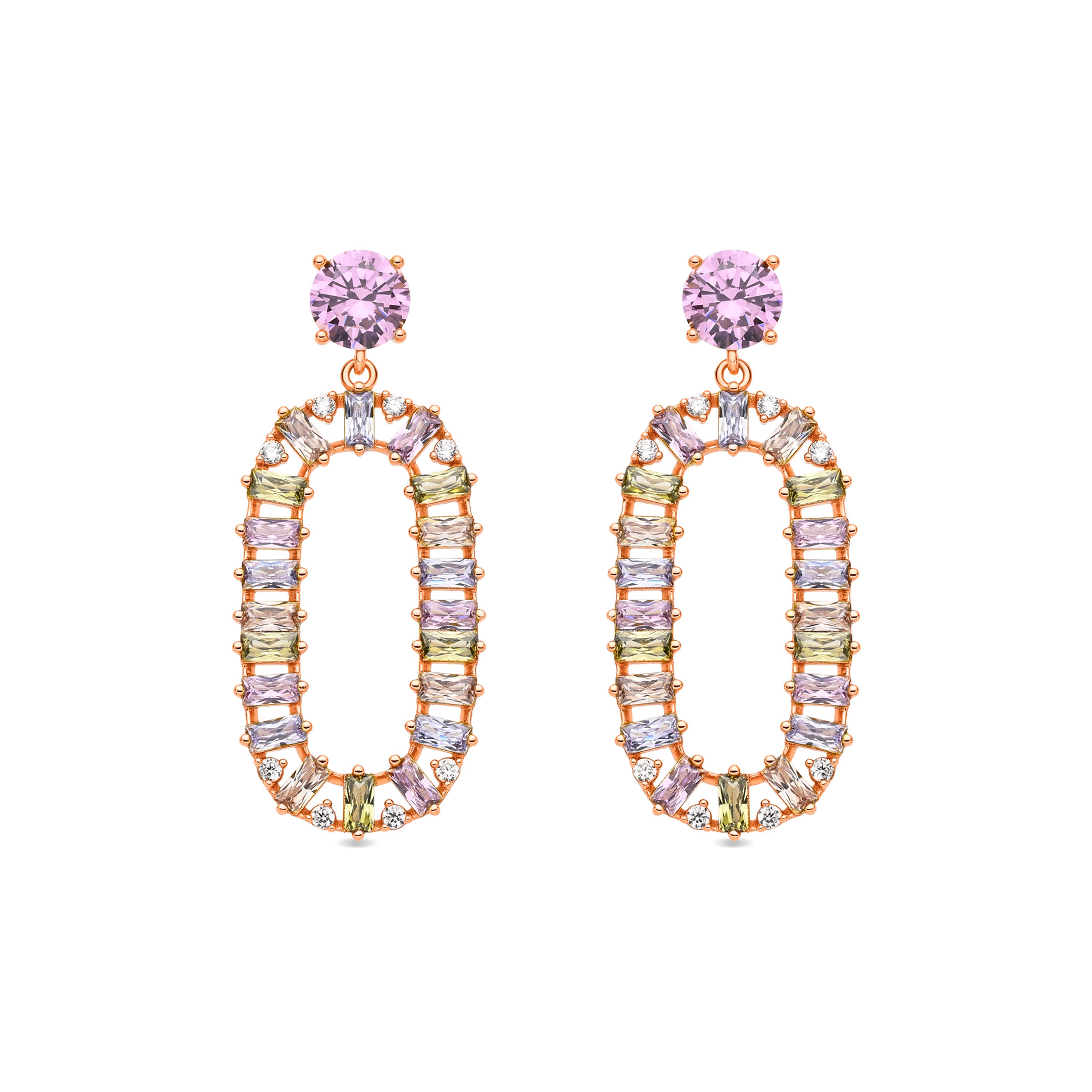 Pendientes de Circonita Multicolor acabado en oro amarillo de 18k - Arose